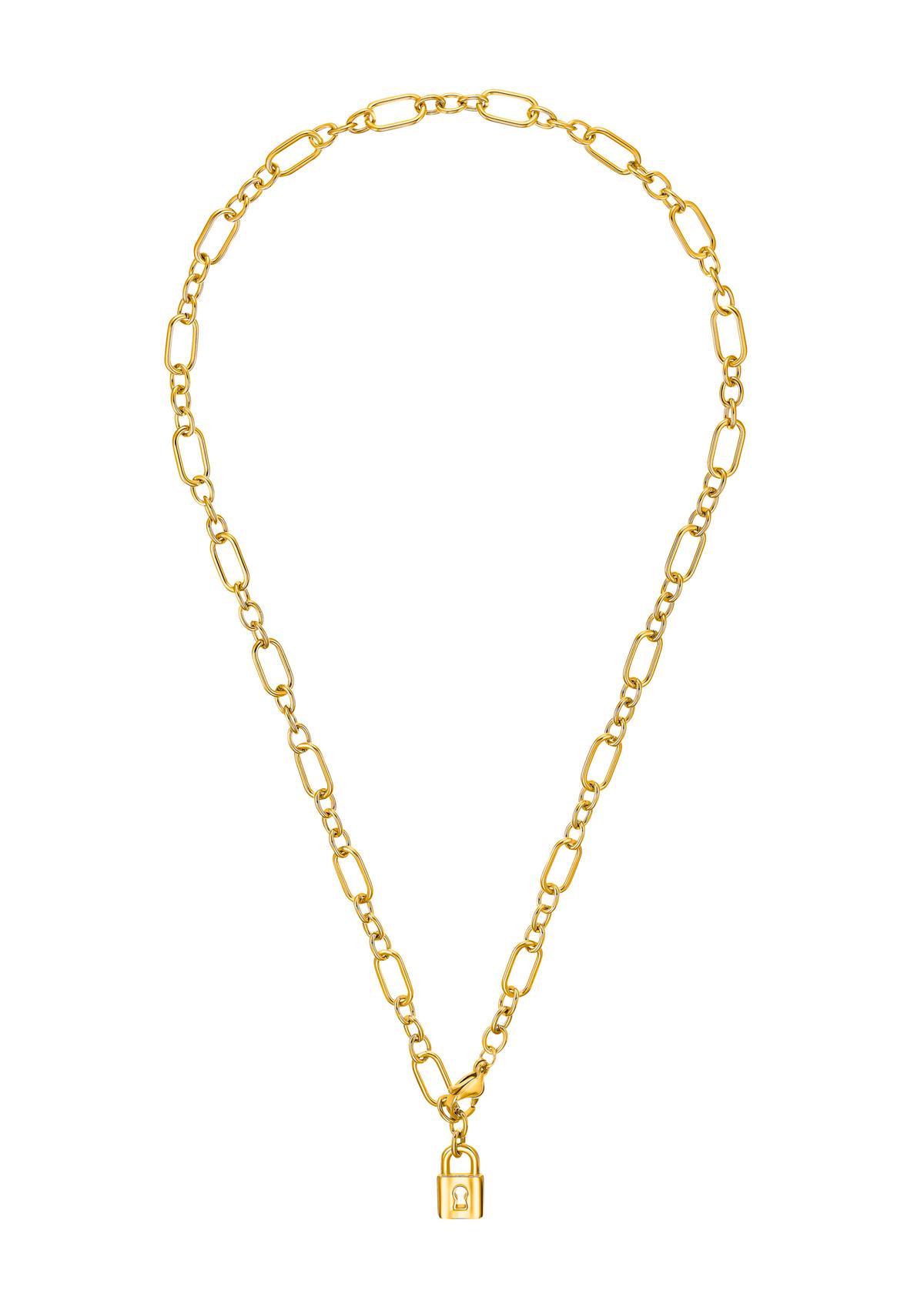 s.Oliver Schloss-Halskette IP Gold aus Edelstahl