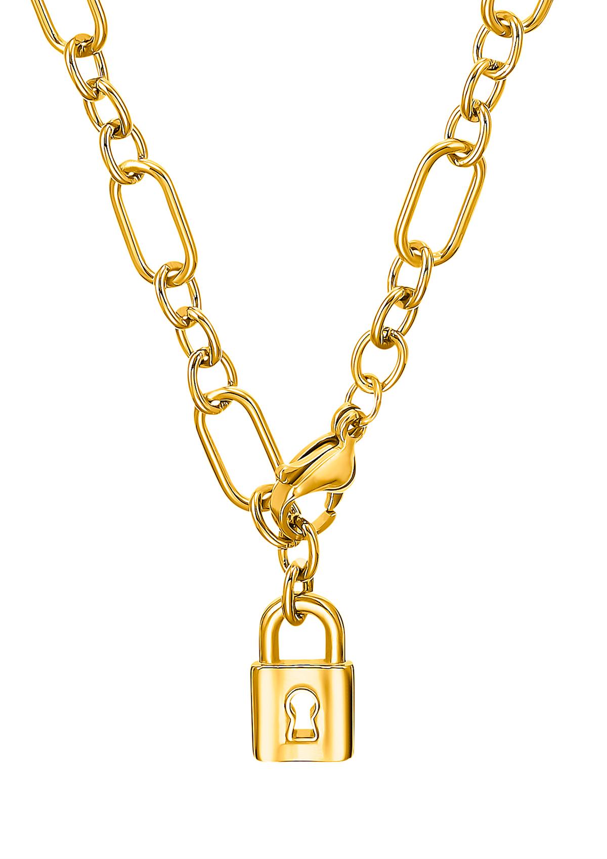 s.Oliver Schloss-Halskette IP Gold aus Edelstahl