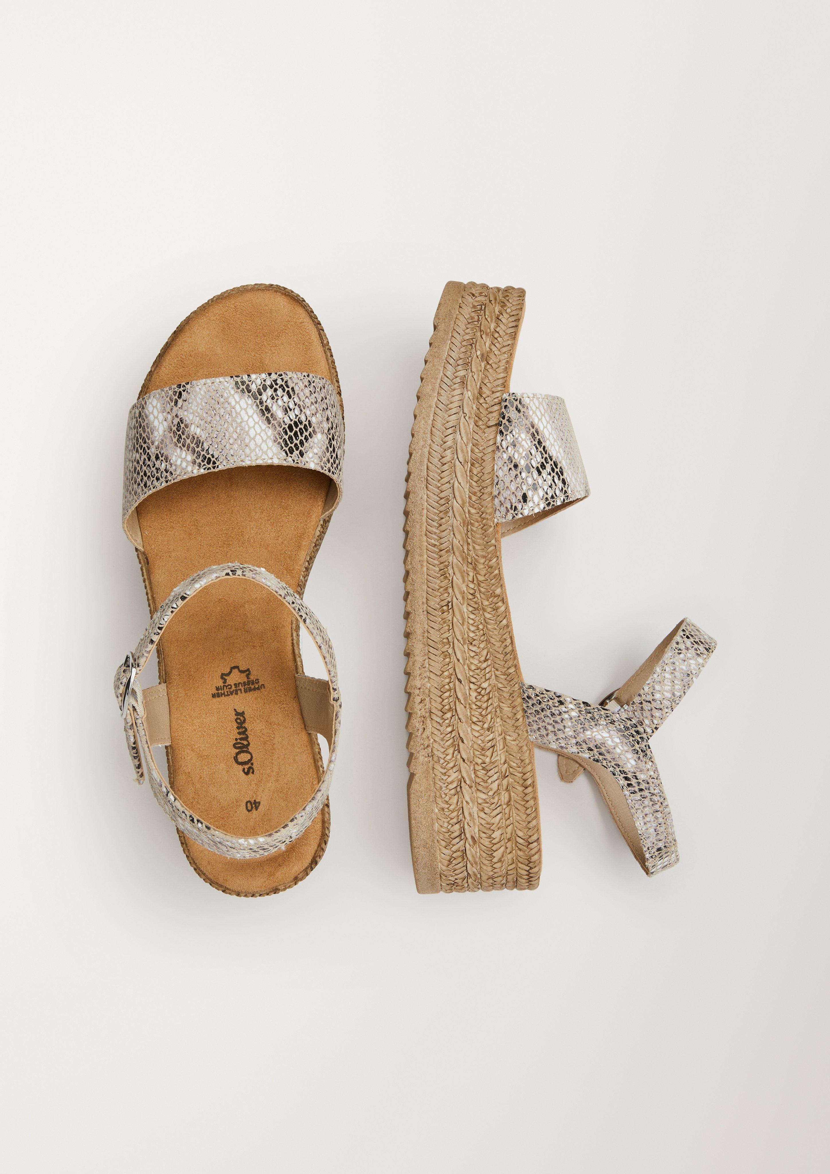 s.Oliver Ledersandalen mit Keilabsatz