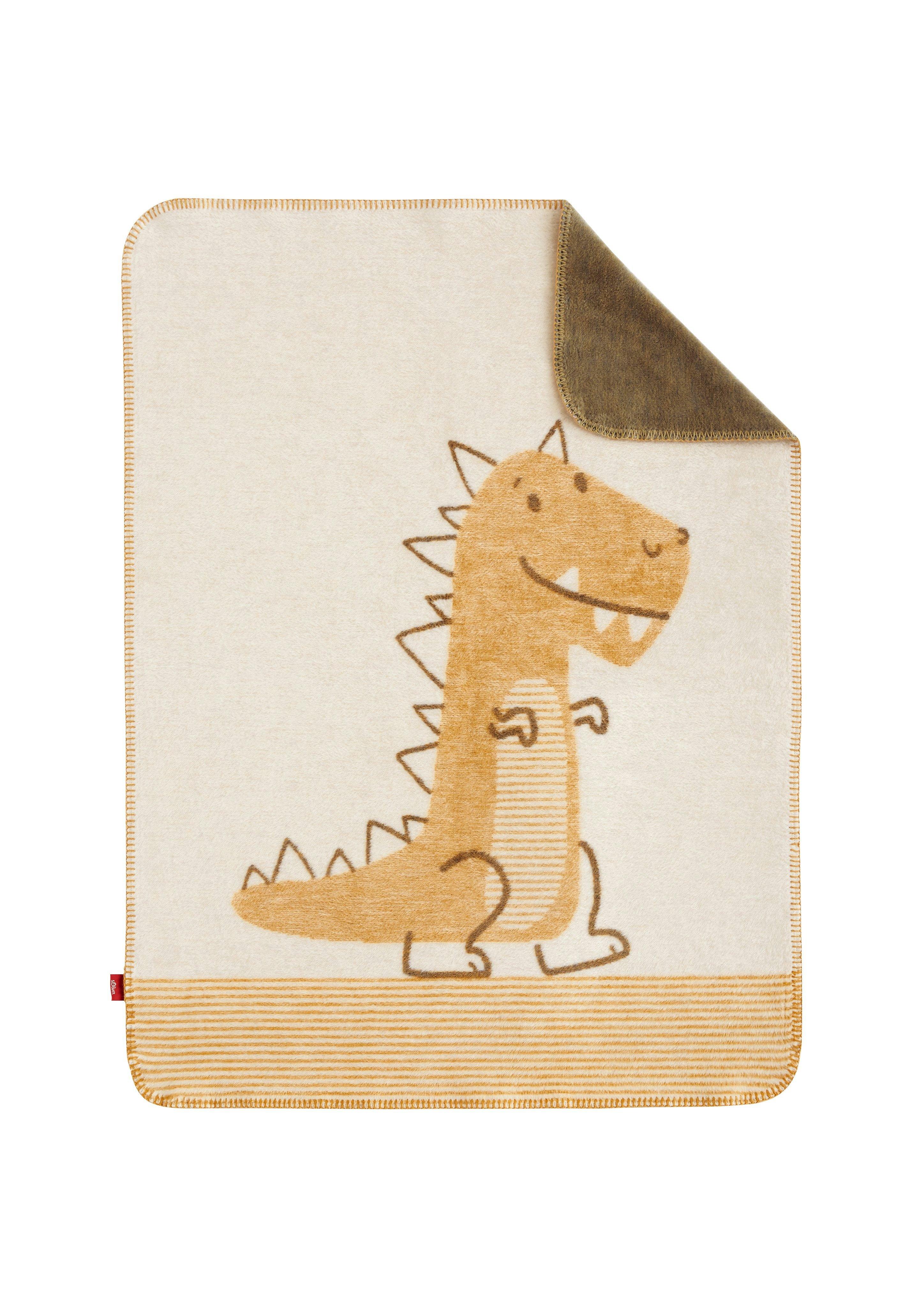 Jacquard-Decke mit Dino-Motiv - beige helles