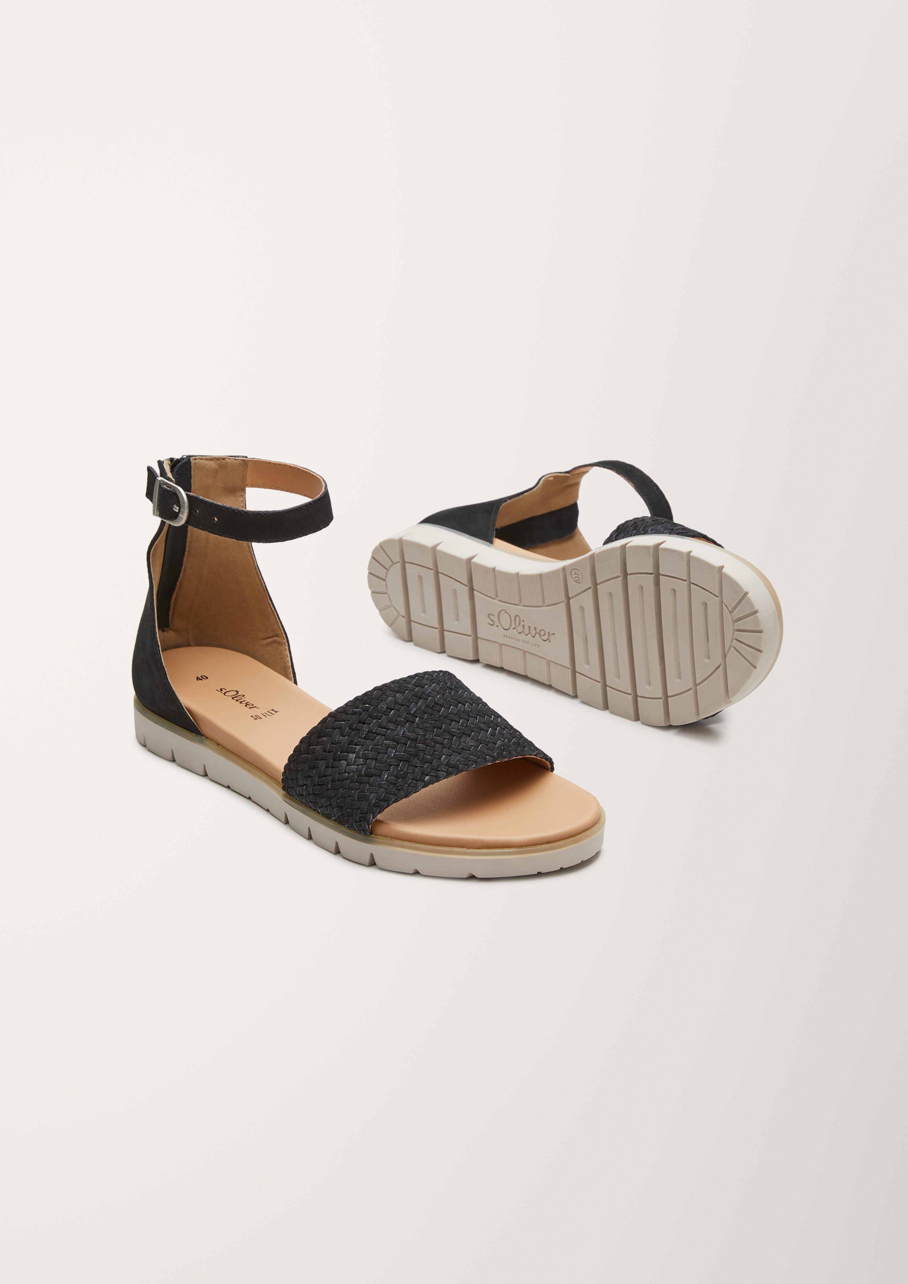 s.Oliver Ledersandalen mit Flecht-Detail