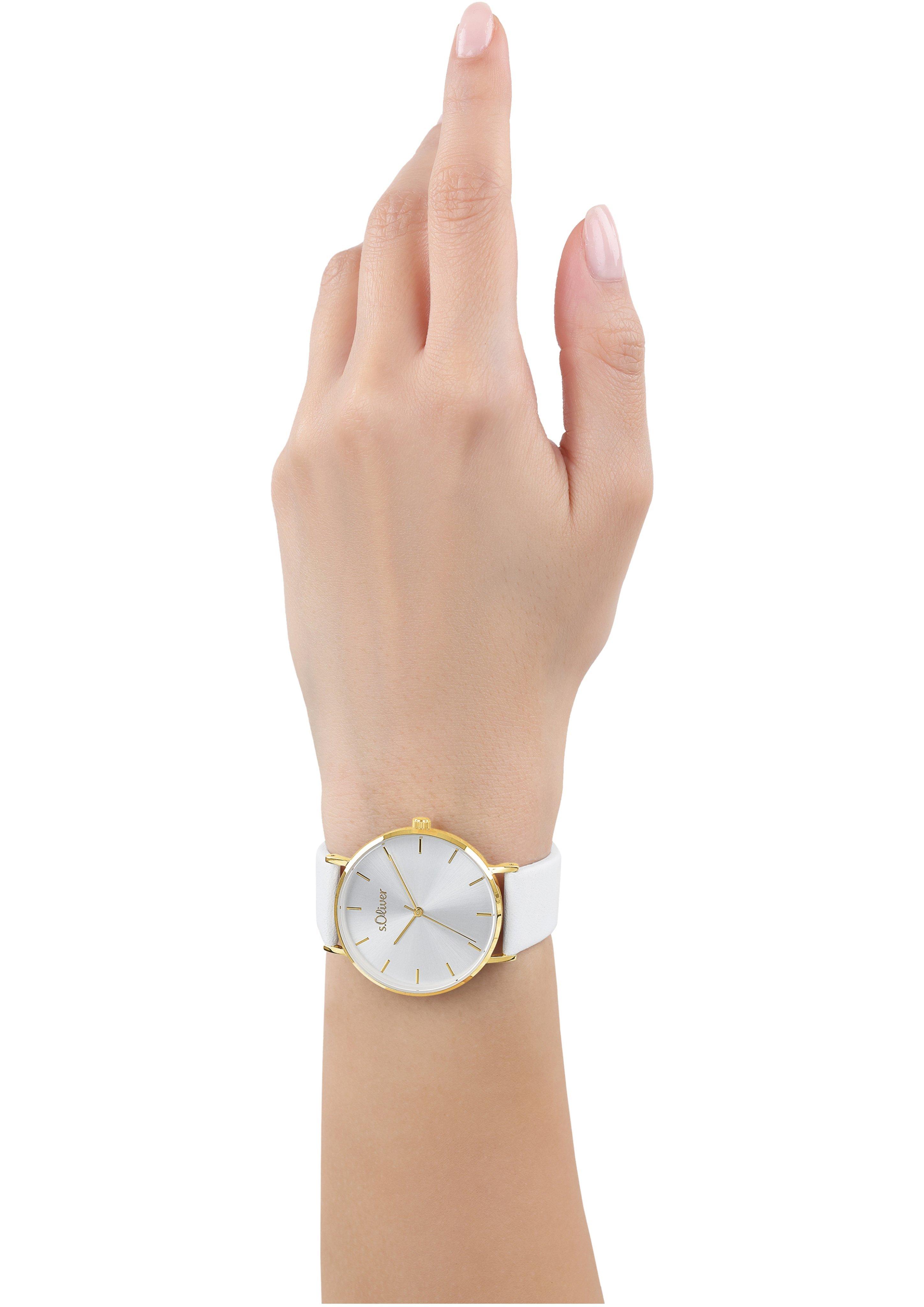 s.Oliver Edelstahluhr mit Lederarmband