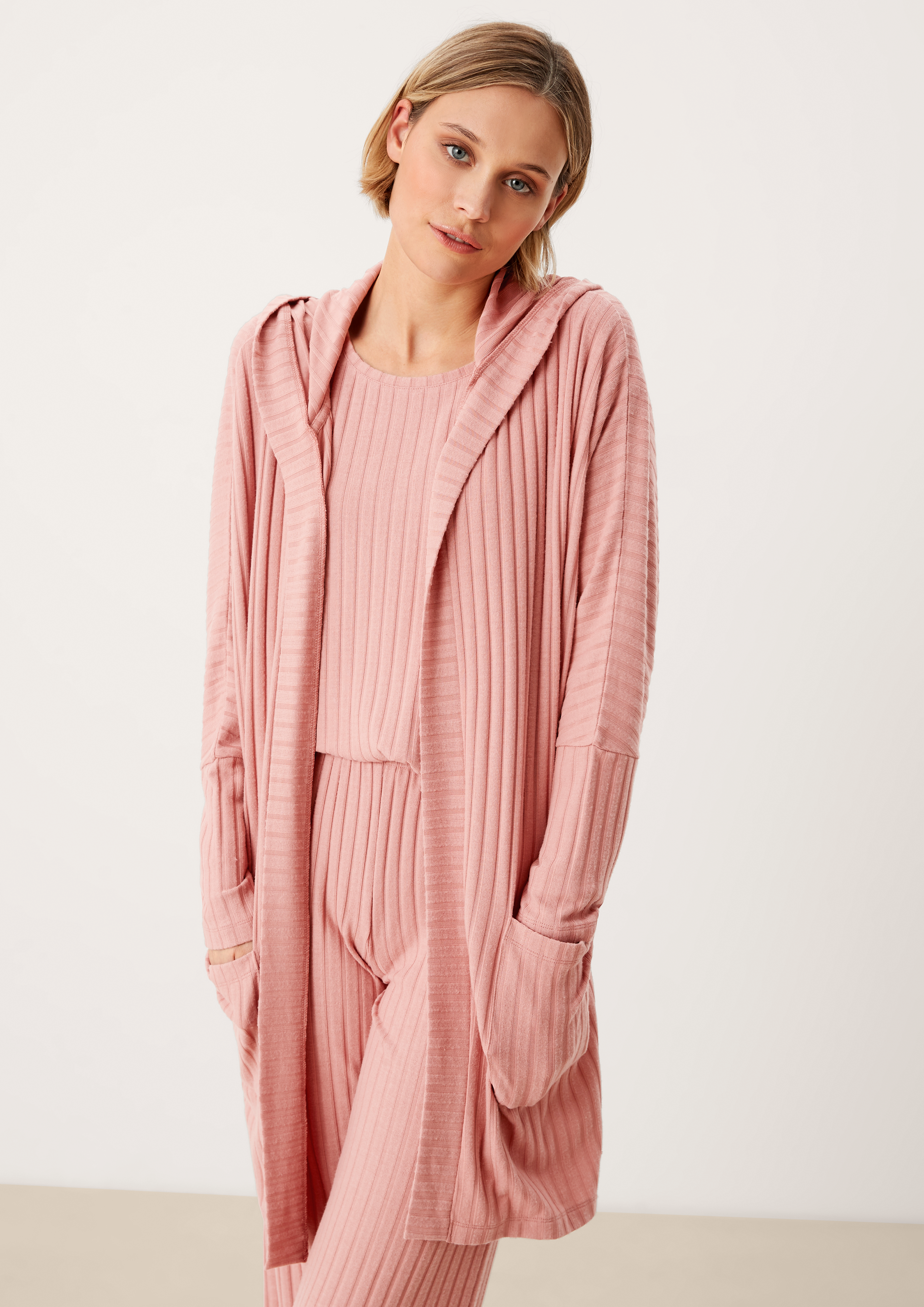 S.Oliver Loungewear Cardigan mit Rippstruktur