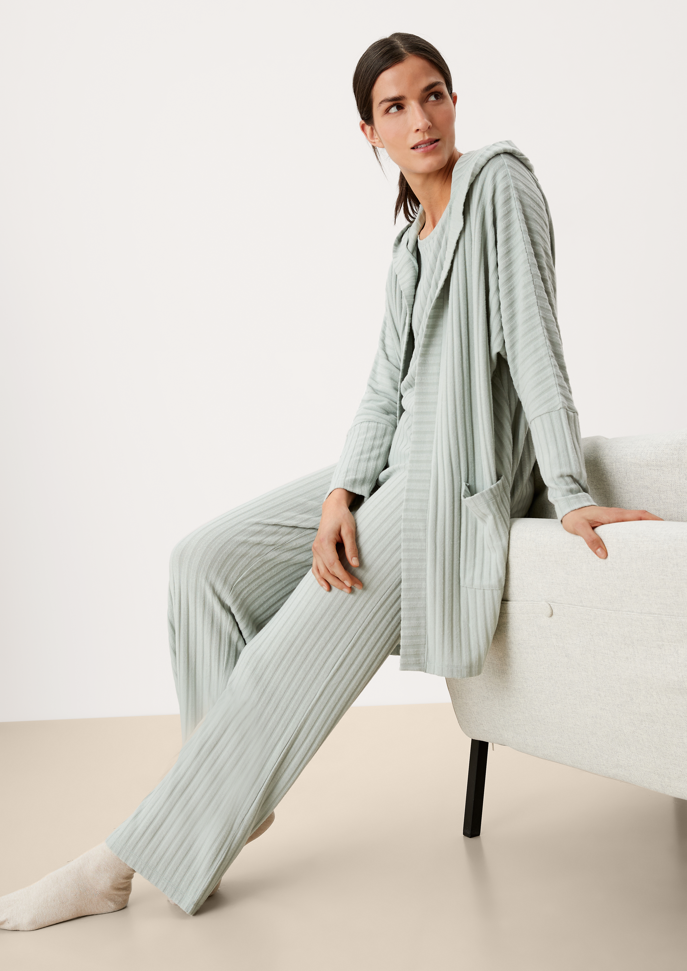 S.Oliver Loungewear Cardigan mit Rippstruktur