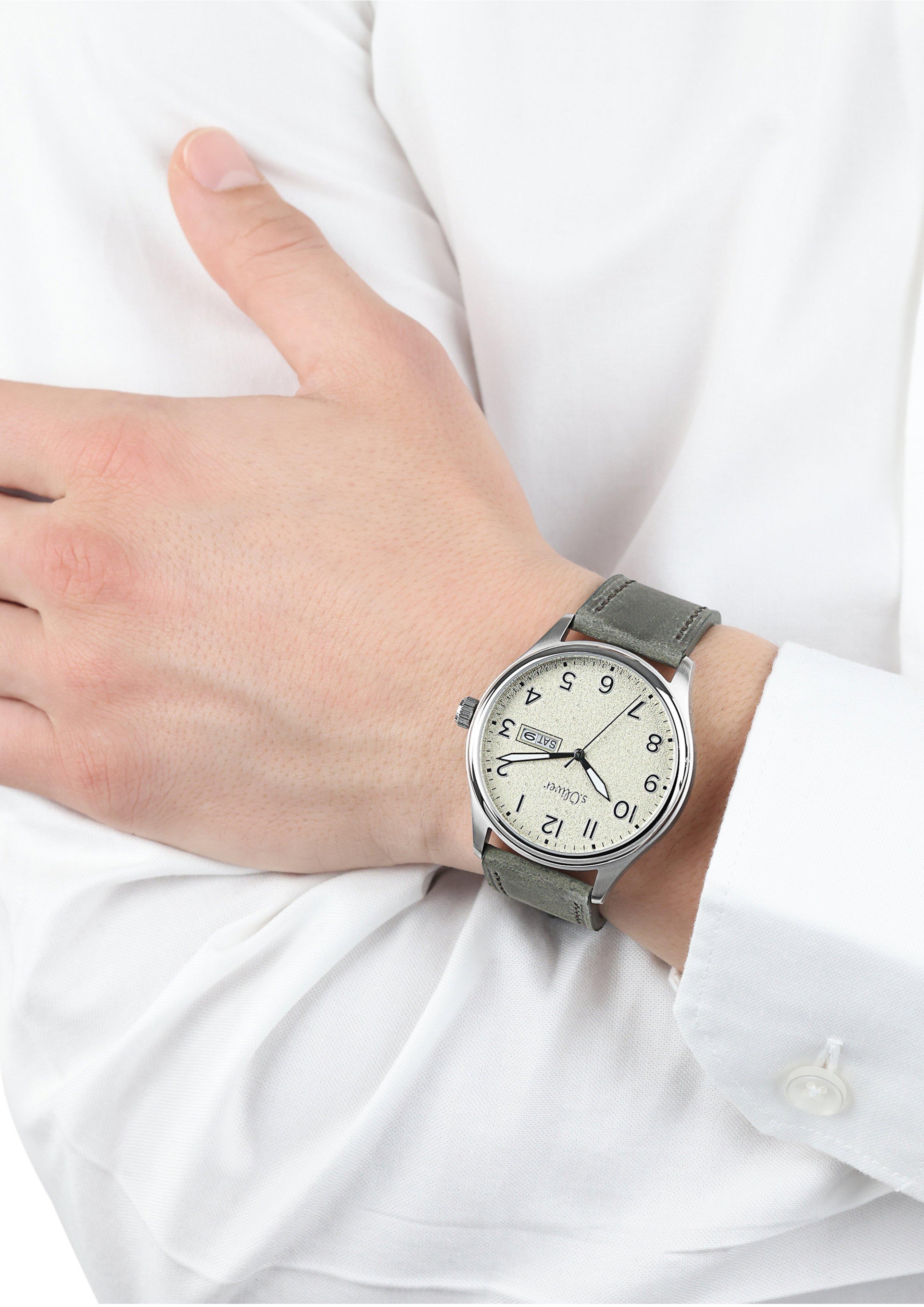 s.Oliver Edelstahluhr mit Lederarmband