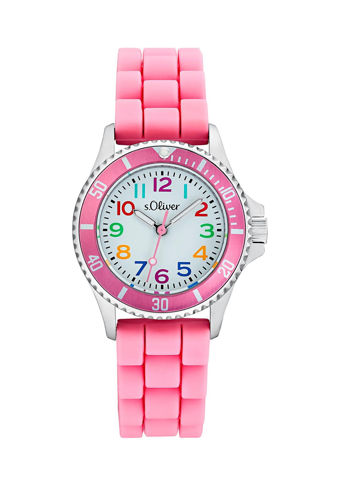 pink Textilband mit - Armbanduhr