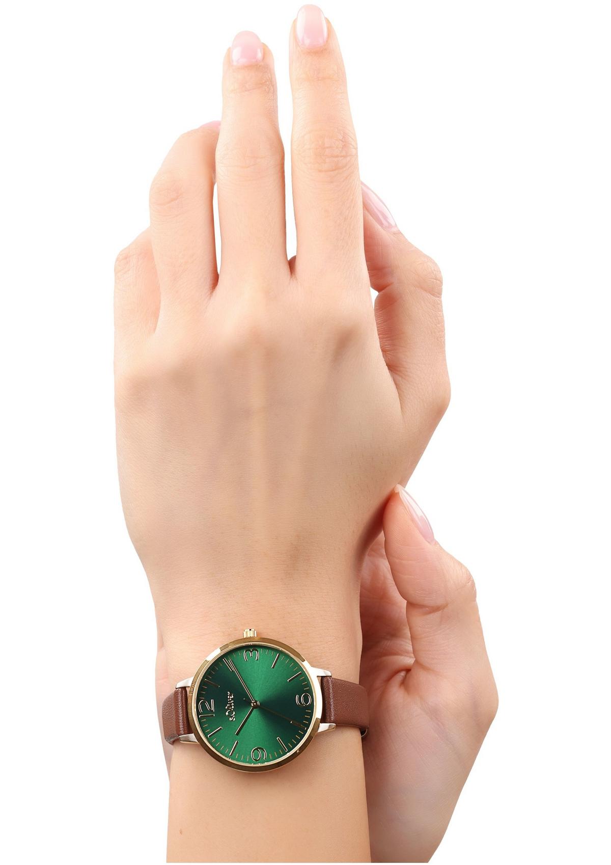 s.Oliver Klassische Armbanduhr mit Lederband