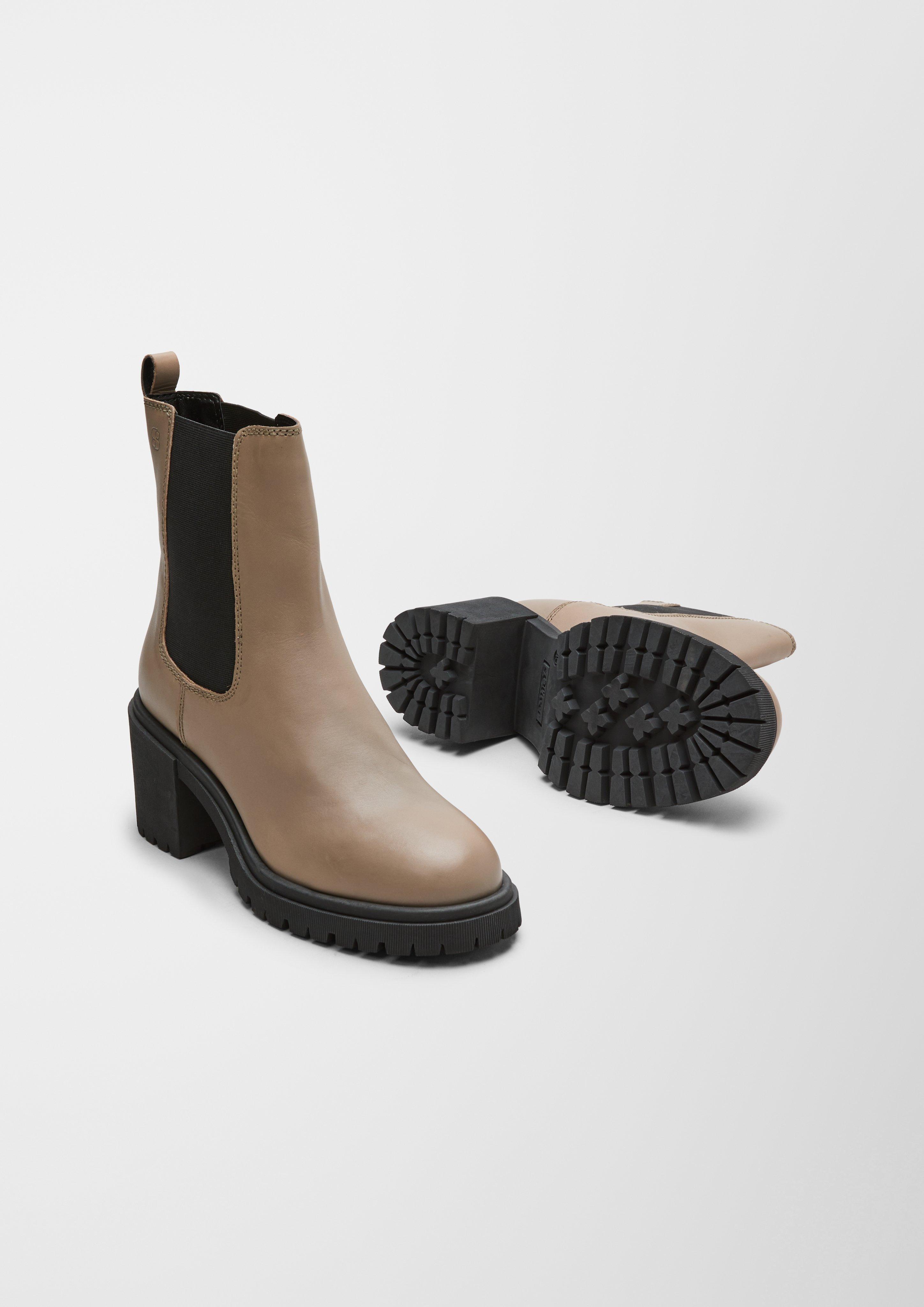 s.Oliver Lederstiefel mit Blockabsatz