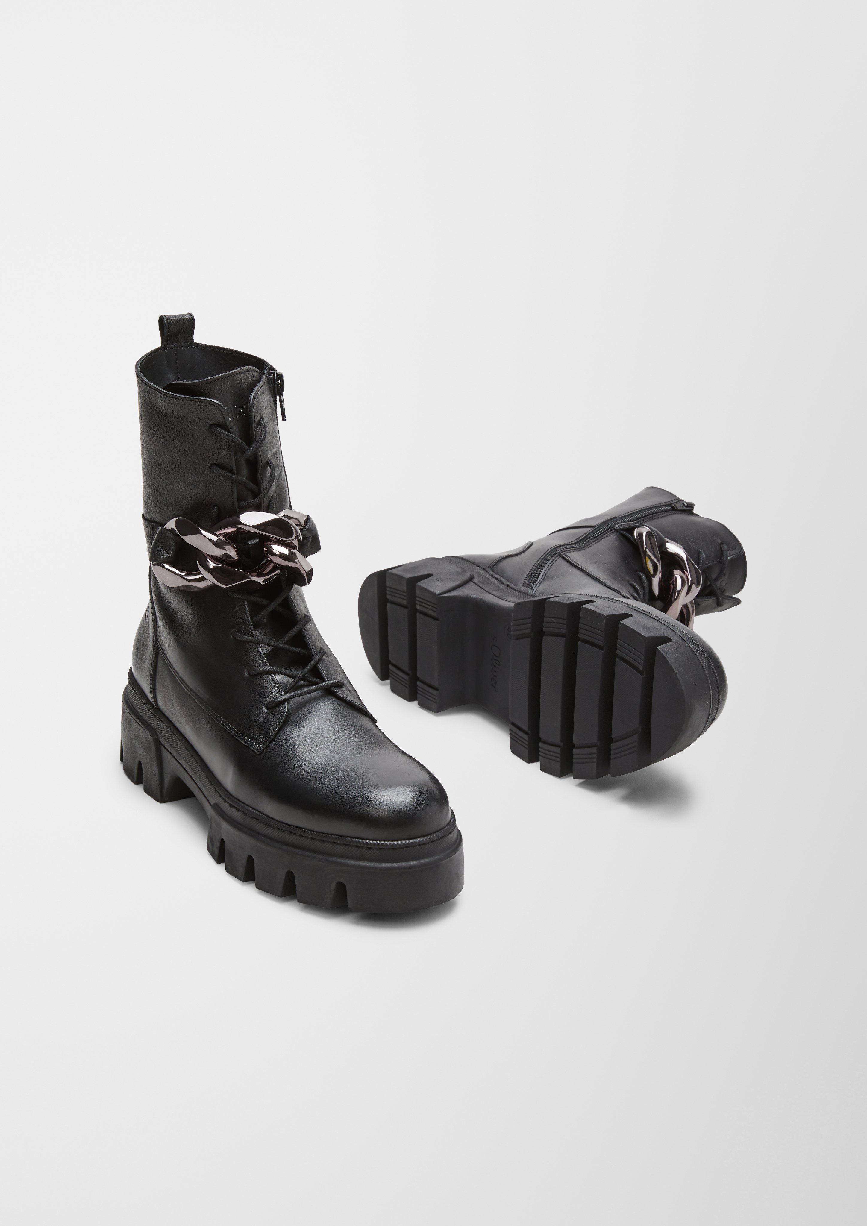 s.Oliver Lederstiefel mit Schmuck-Detail