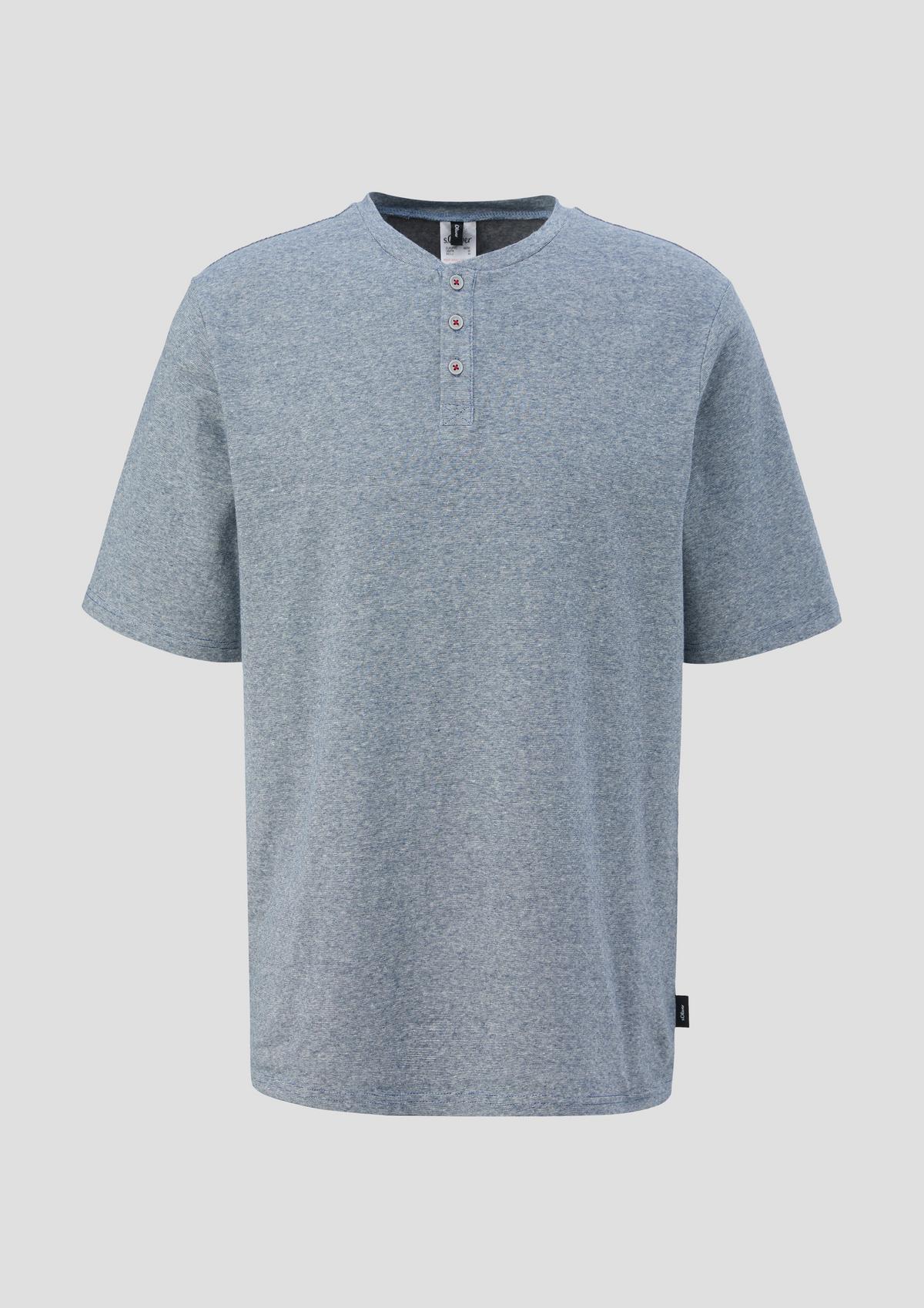 T-Shirt mit kurzer Knopfleiste - ozeanblau