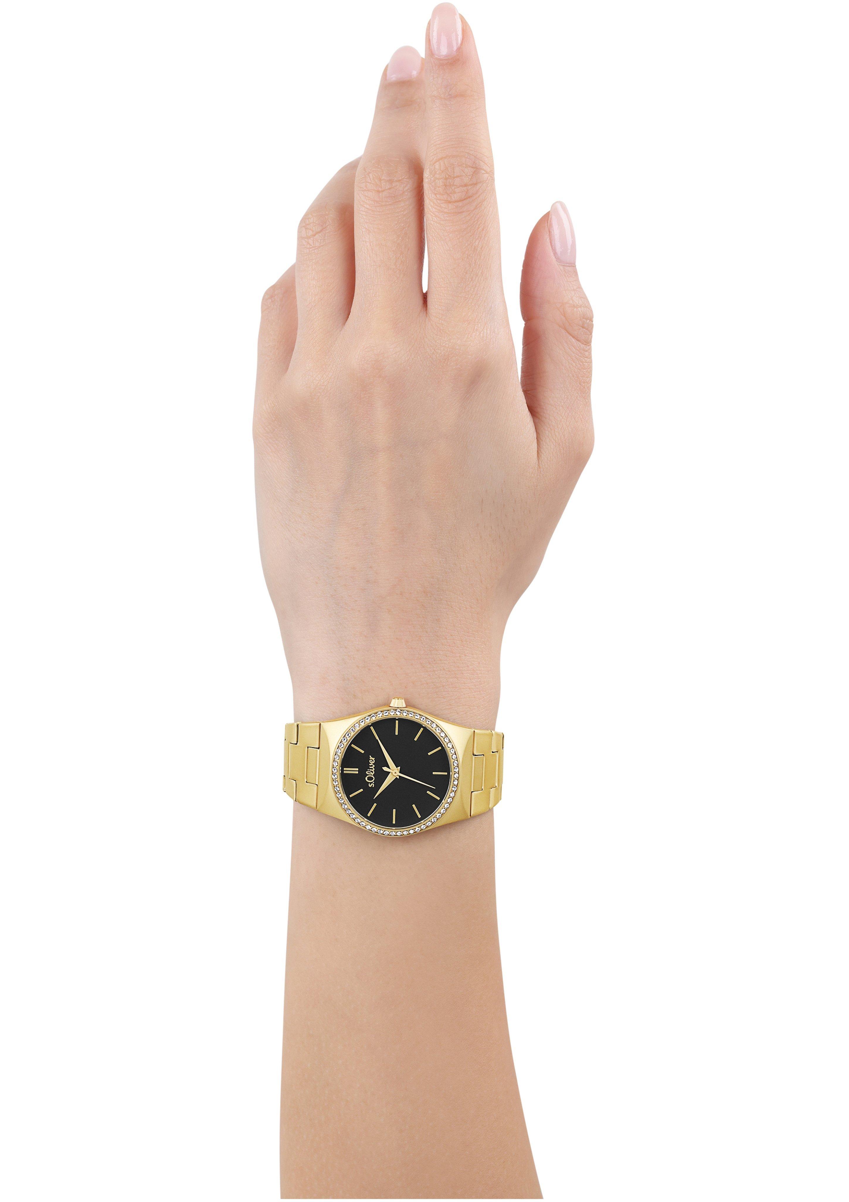s.Oliver Armbanduhr mit Glitzersteinen