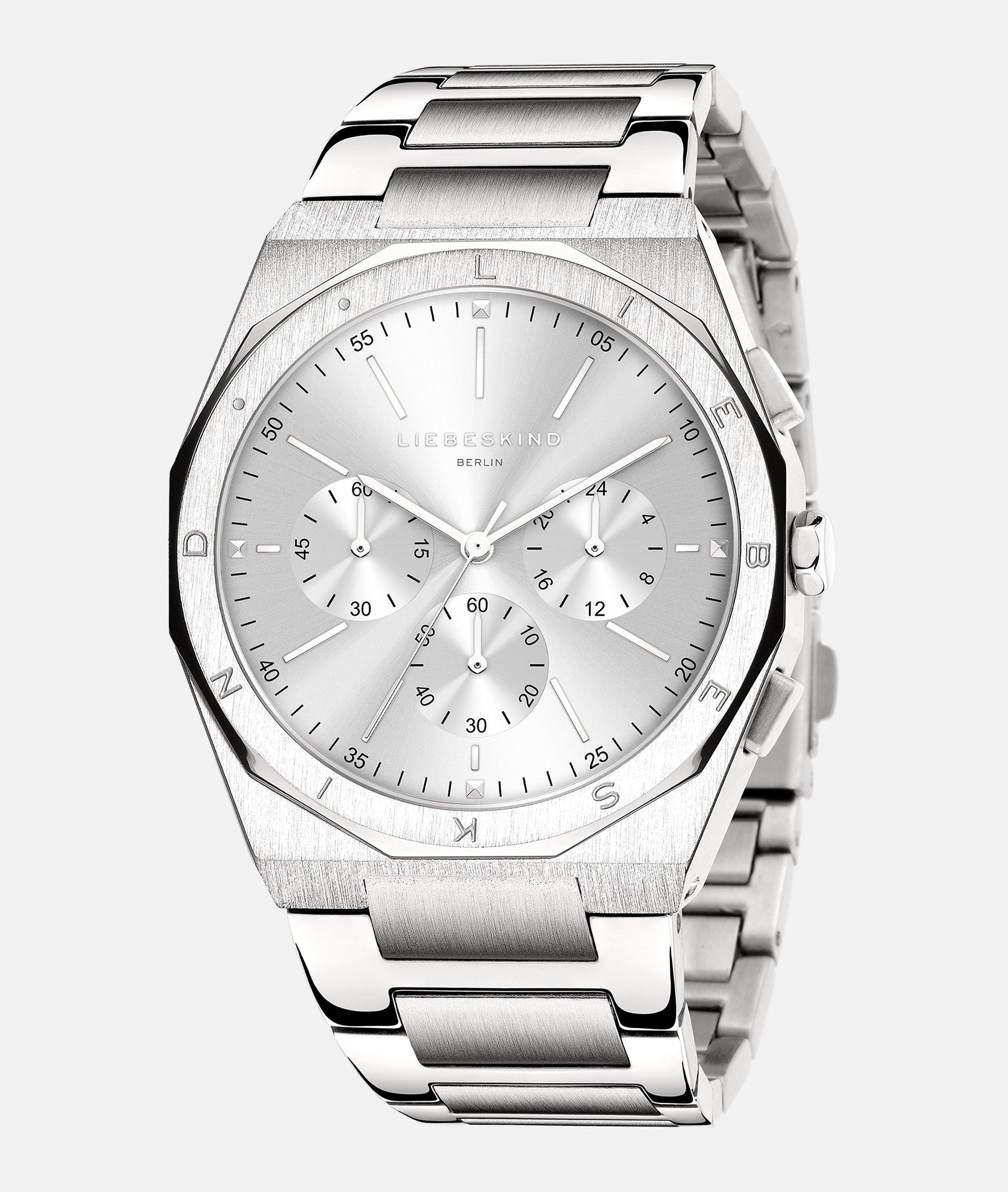 Klok in zilver, grijs, roségoud & roségoud