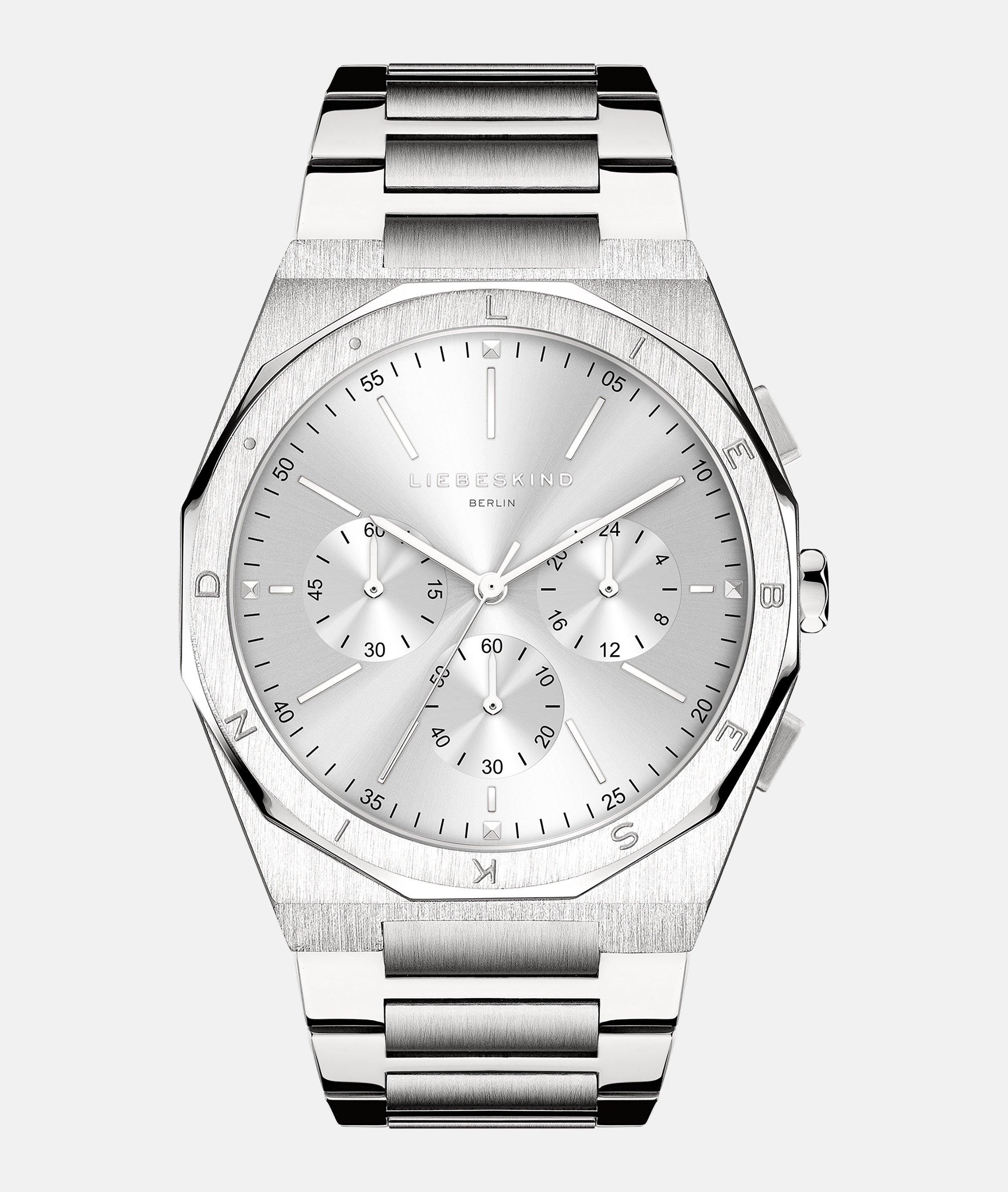 Klok in zilver, grijs, roségoud & roségoud