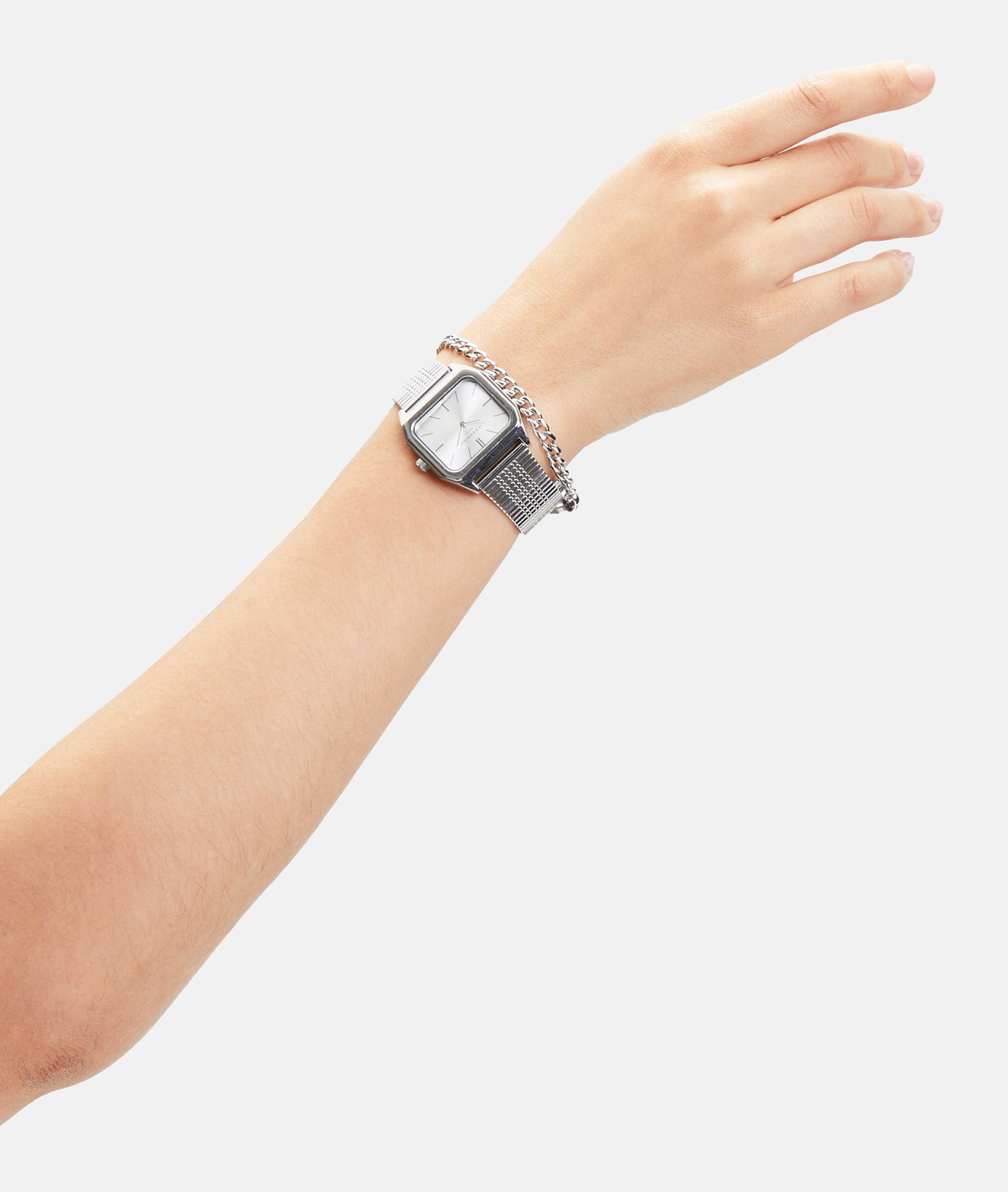 Uhr in silber & lila