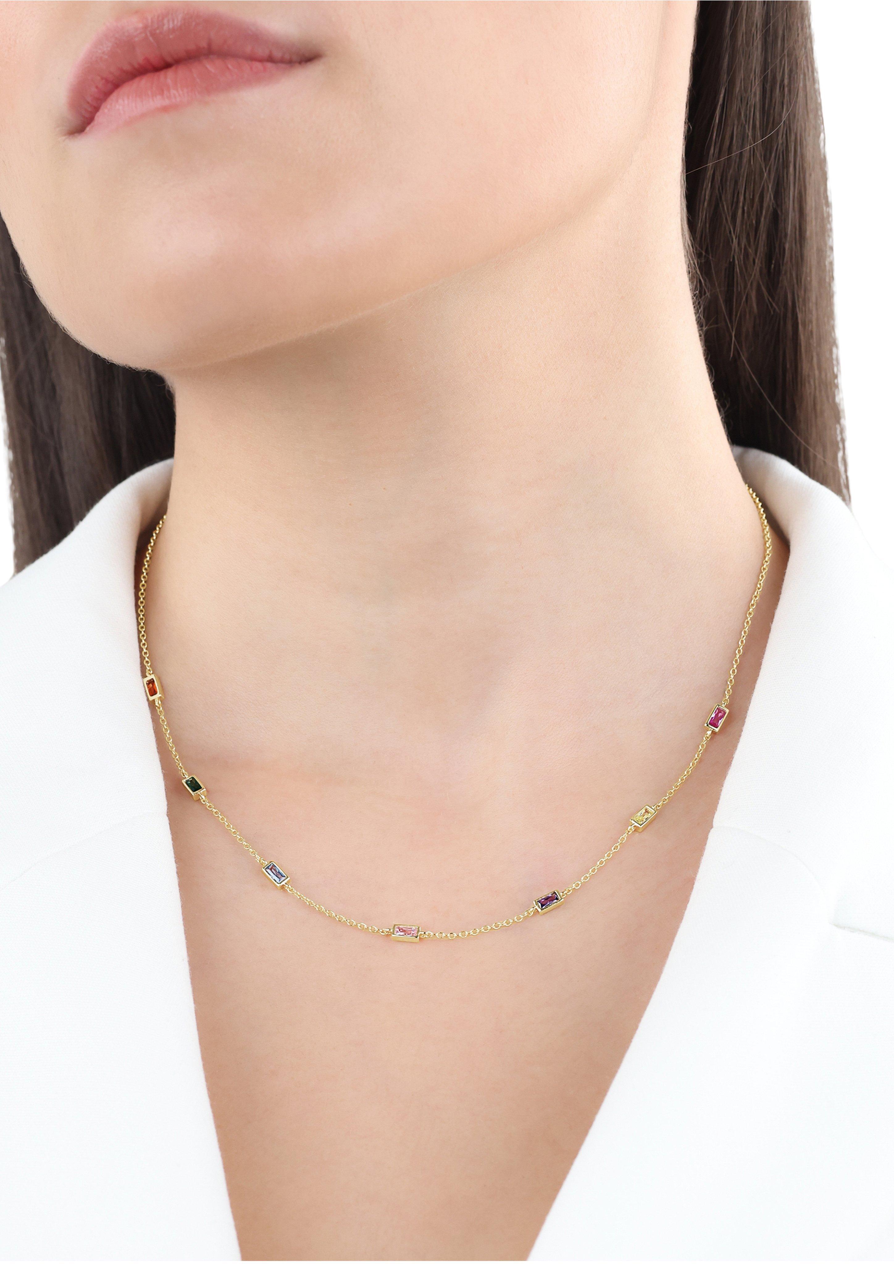 s.Oliver Kette mit bunten Zirkonia-Steinen