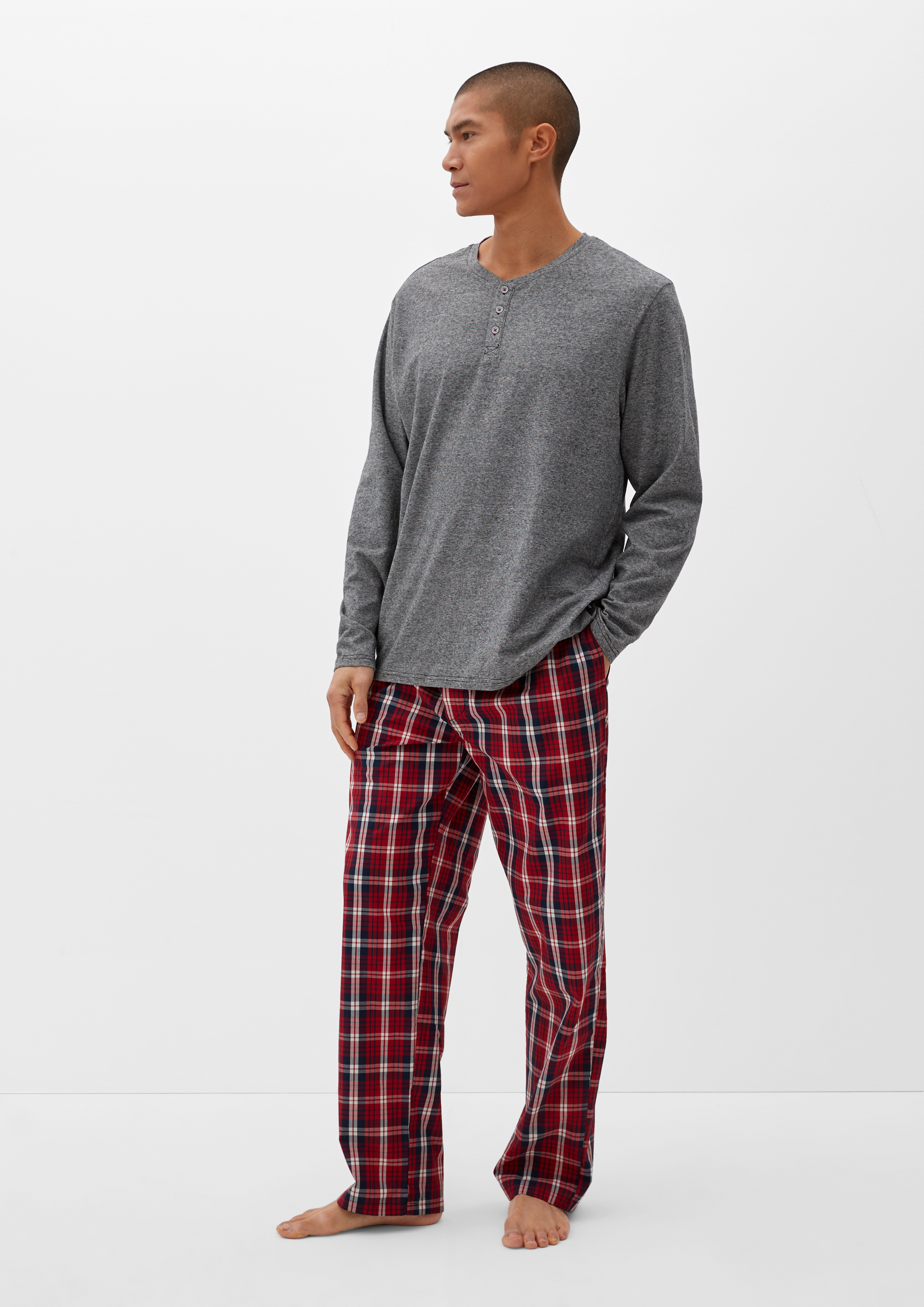 Pyjamahose mit Labelbund - preiselbeere