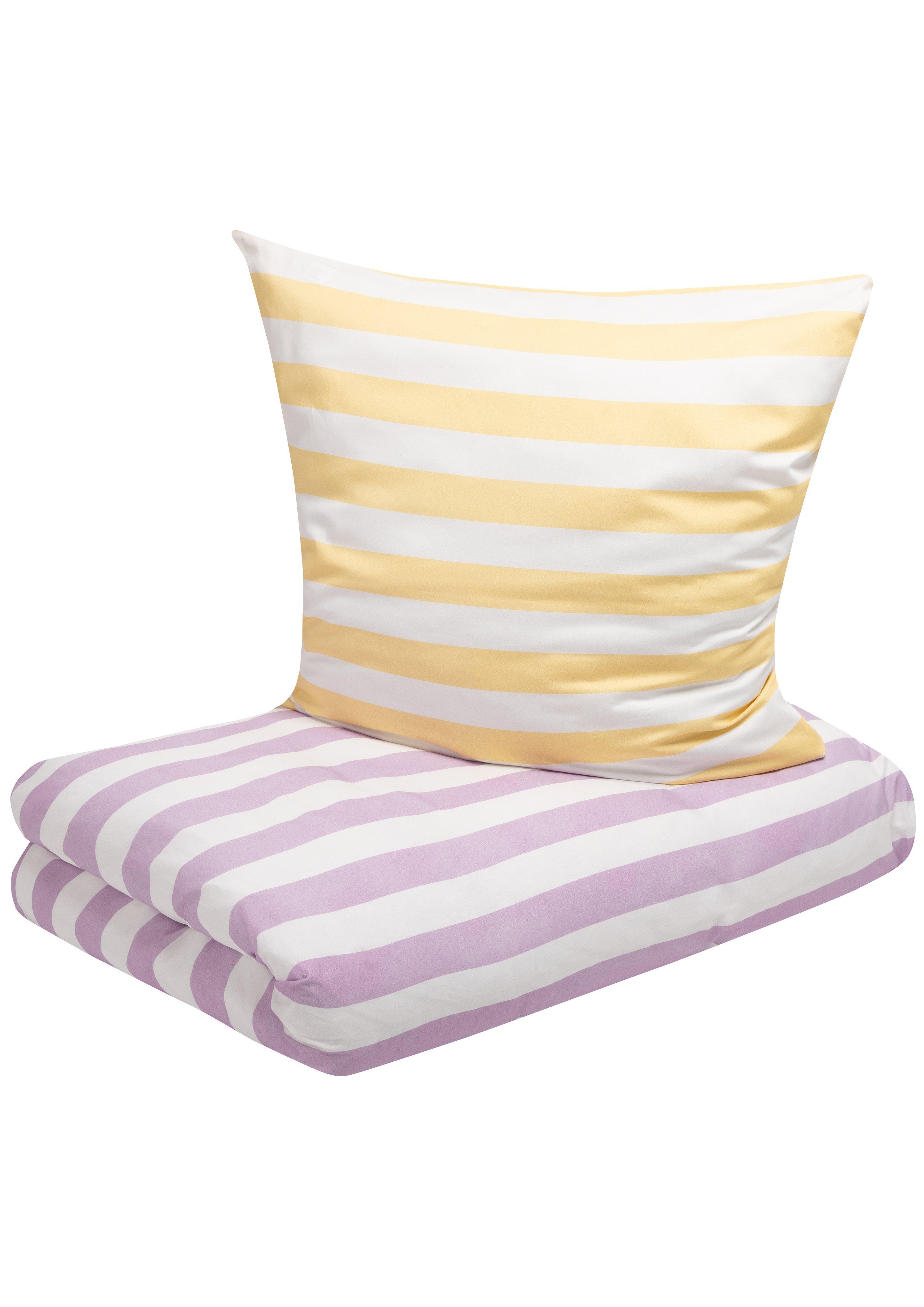s.Oliver Gestreifte Bettwäsche in Colour-Blocking-Optik