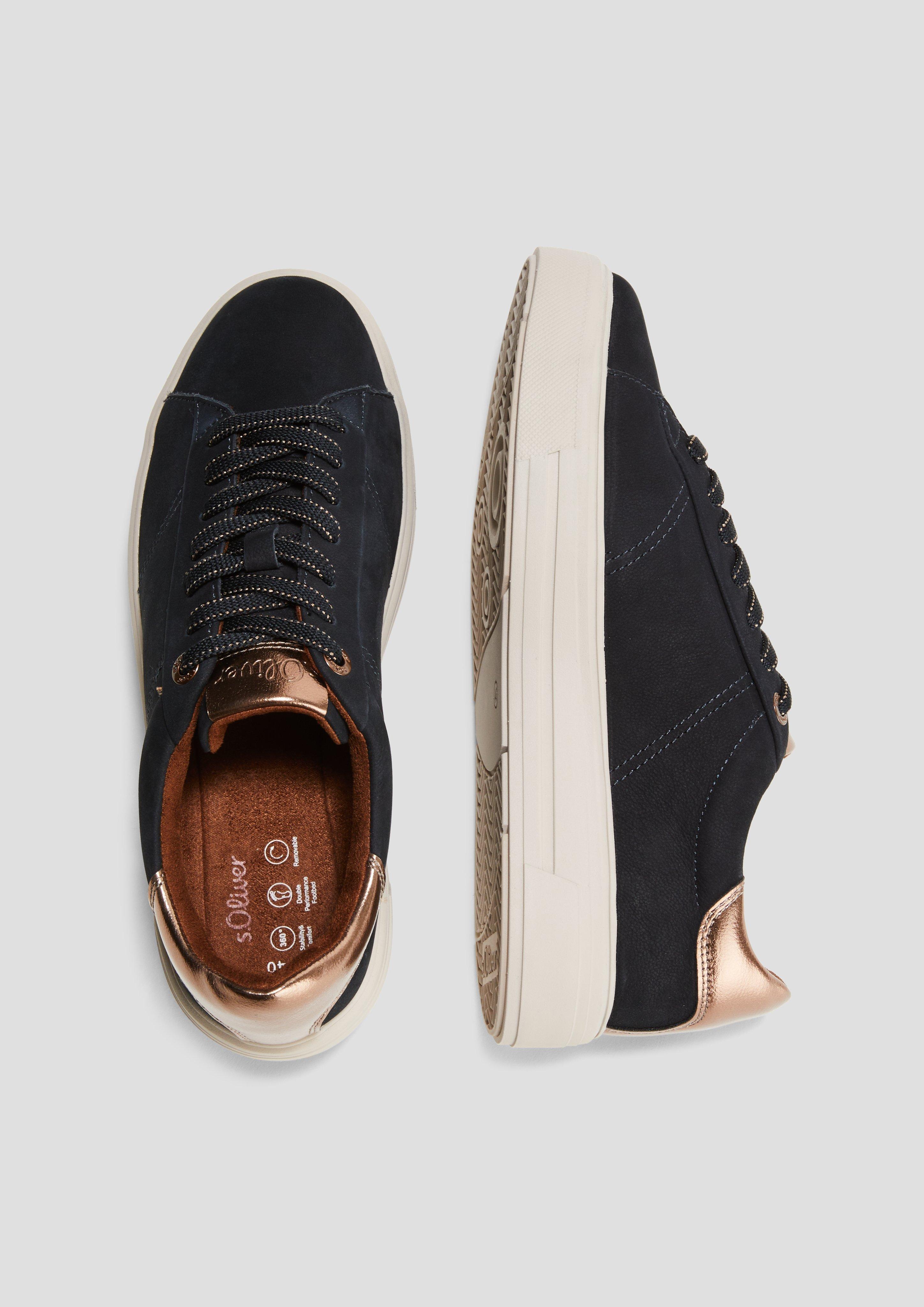 s.Oliver Sneaker aus Ledermix mit Metallic-Detail