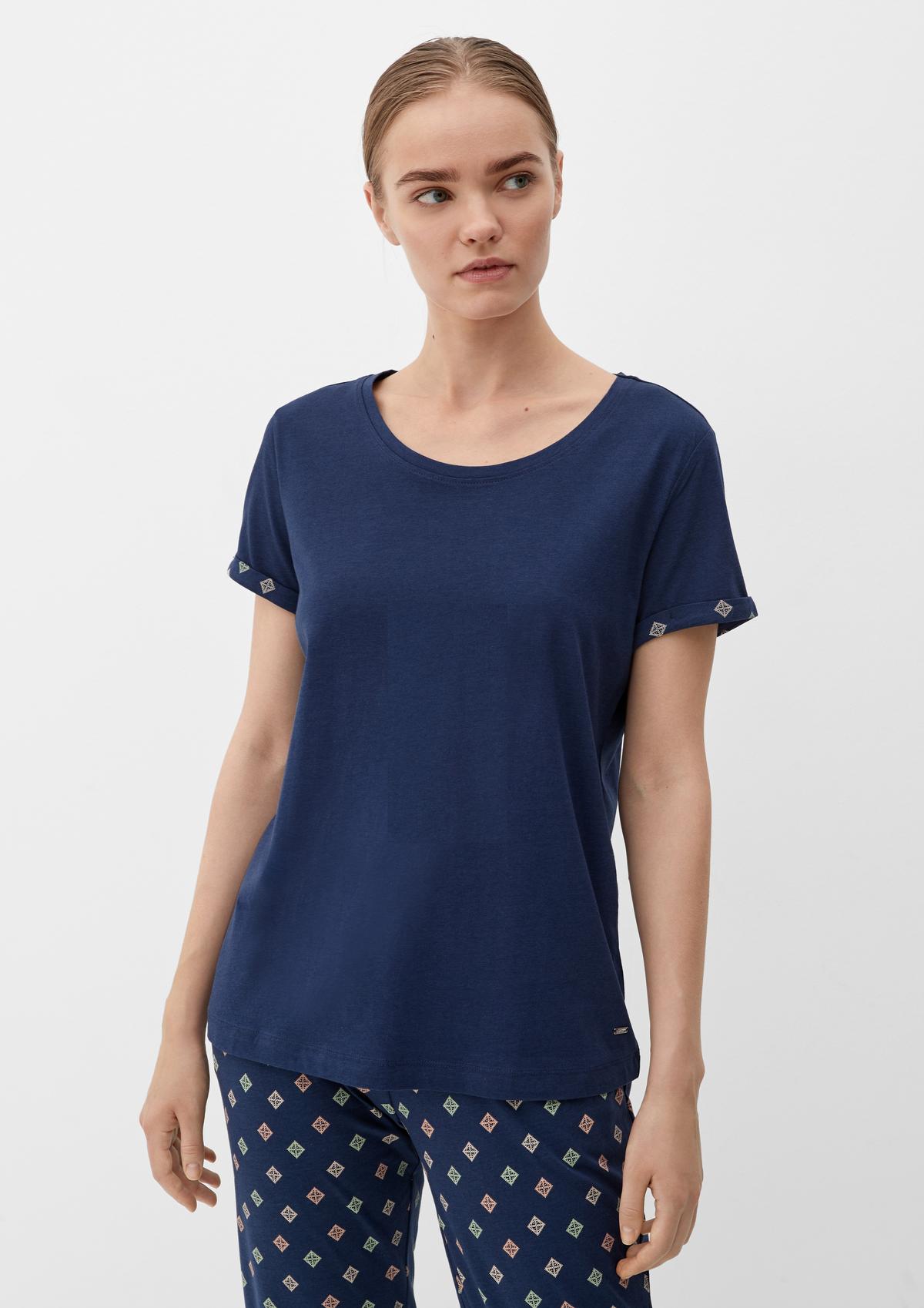 s.Oliver Pyjama-Shirt mit fixiertem Armumschlag