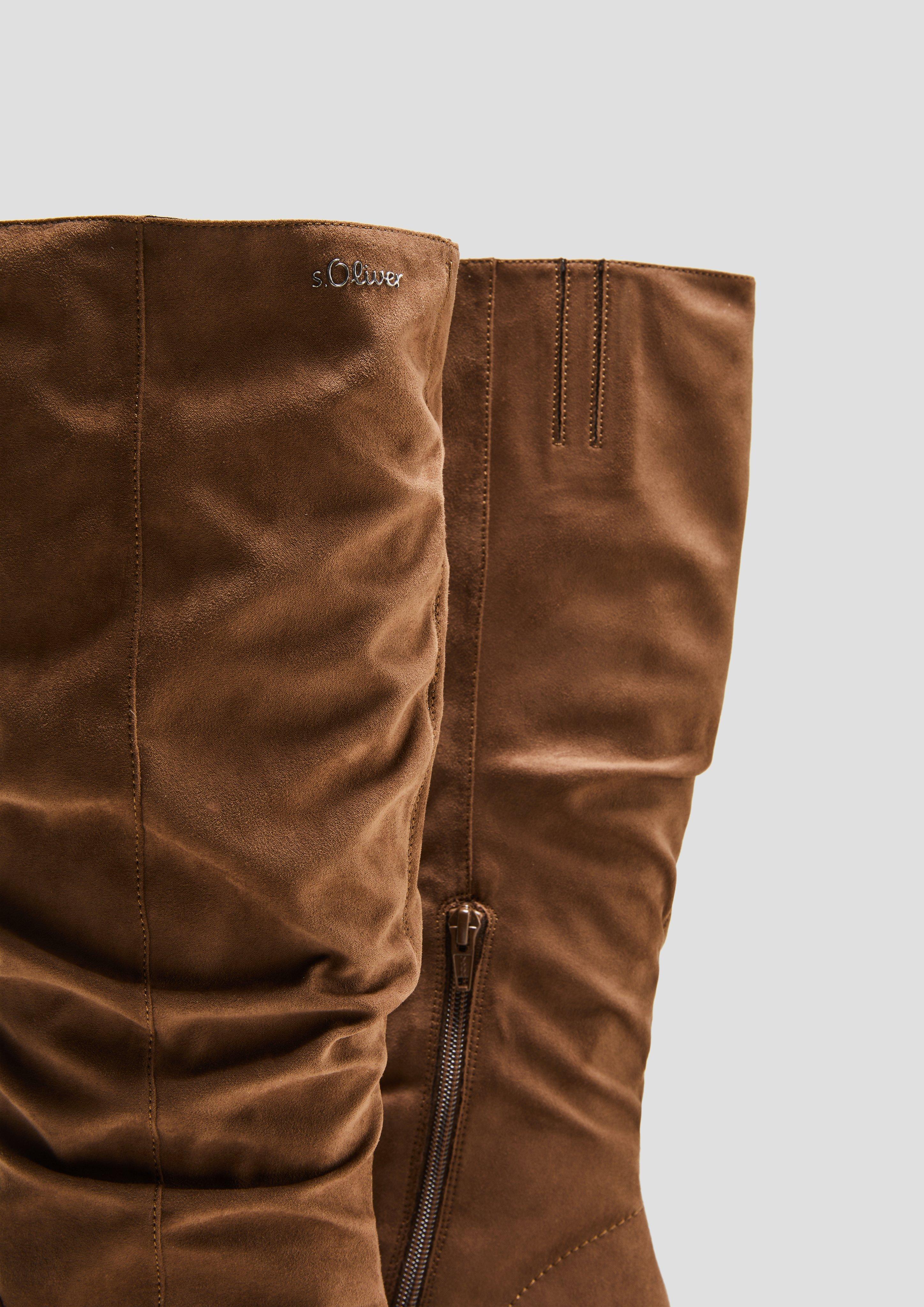 s.Oliver Langschaftstiefel in Veloursleder-Optik