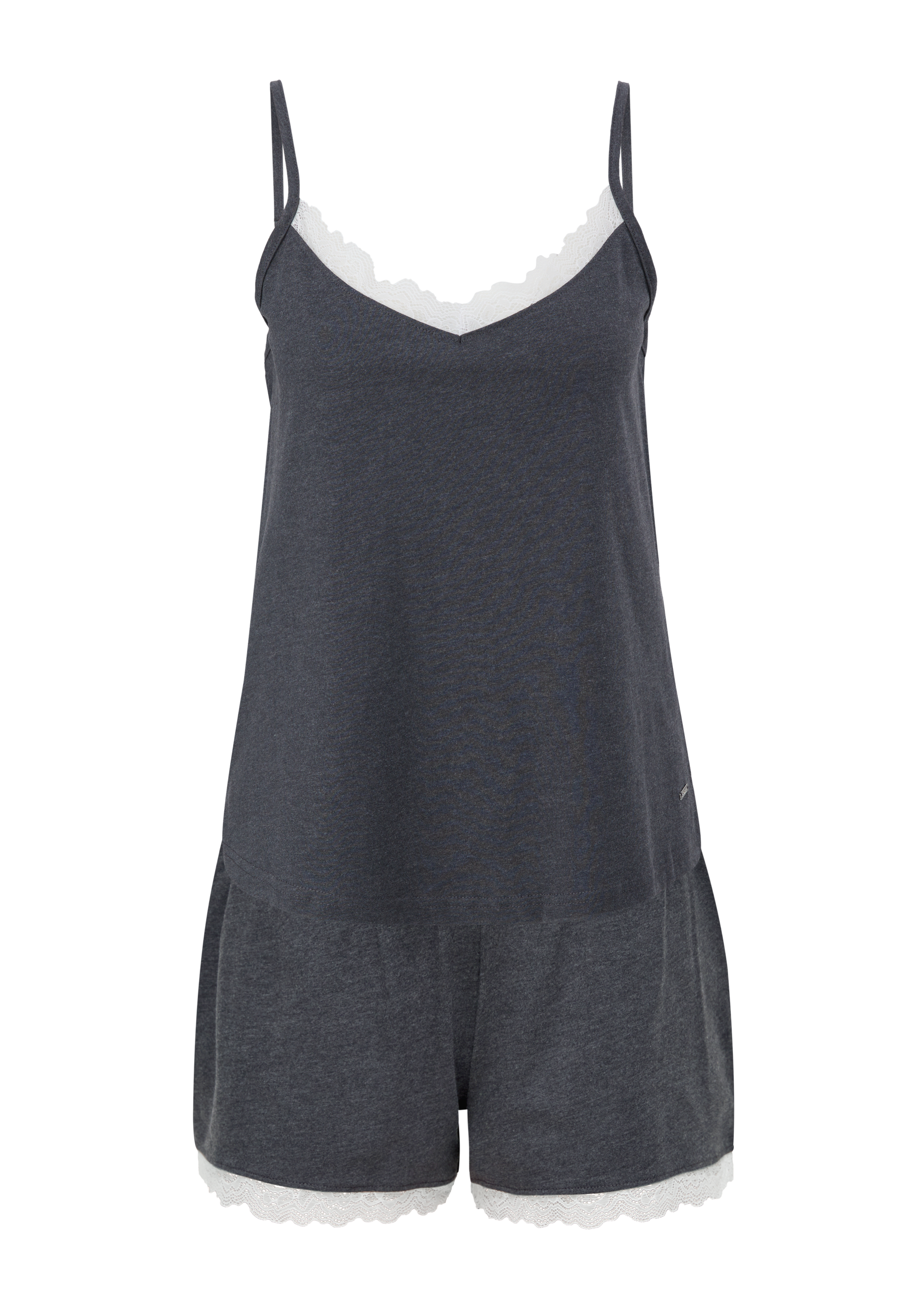 Kurzes Pyjamaset mit Spitzen-Saum