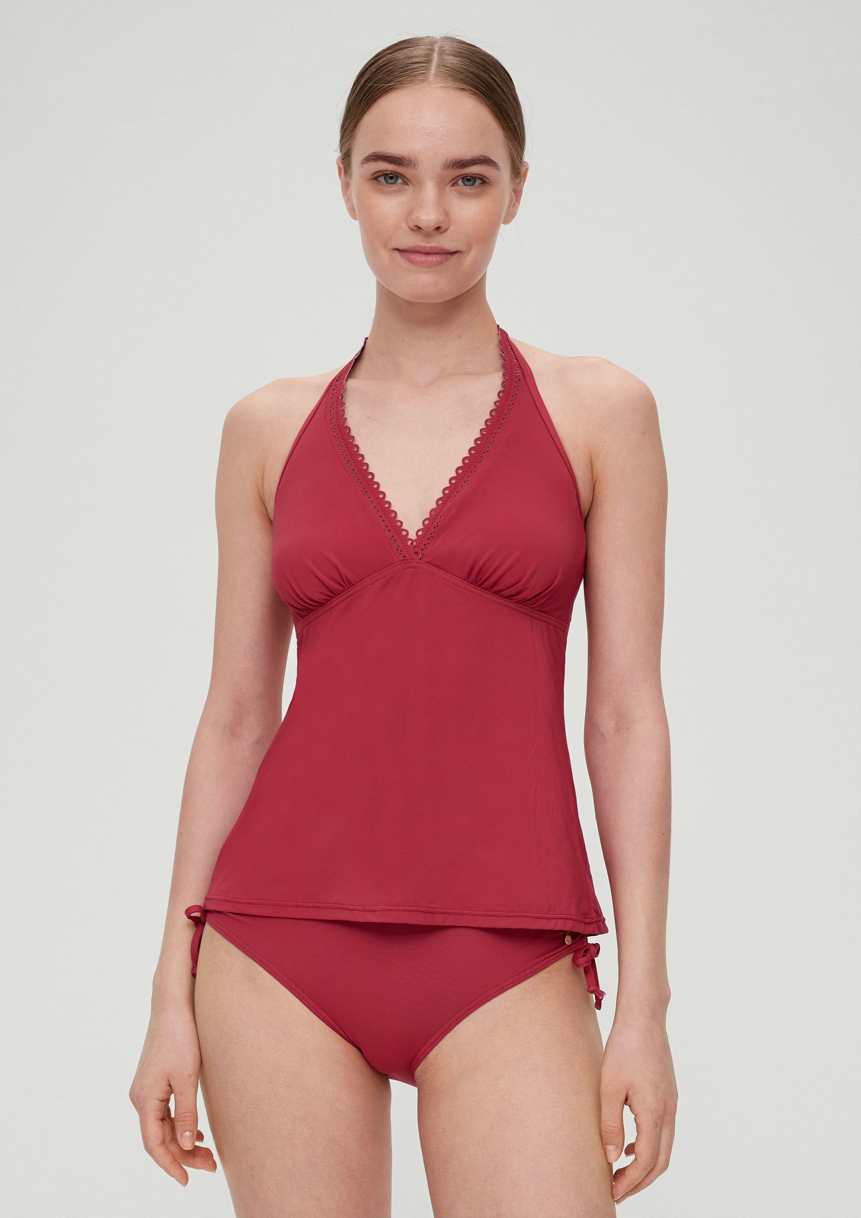 Tankini Top mit Stickerei-Detail - himbeere