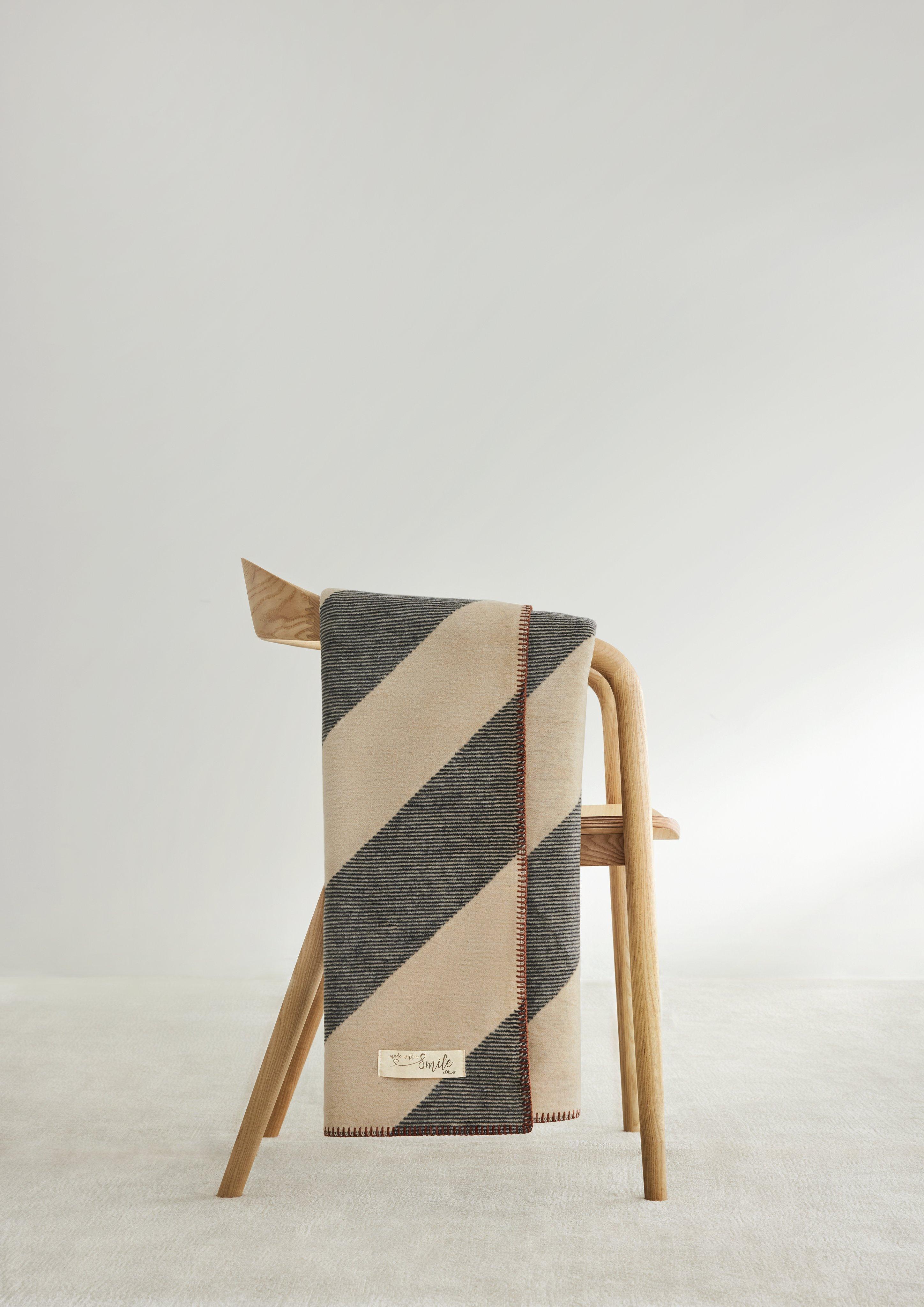 Jacquard-Decke mit Streifenmuster - beige