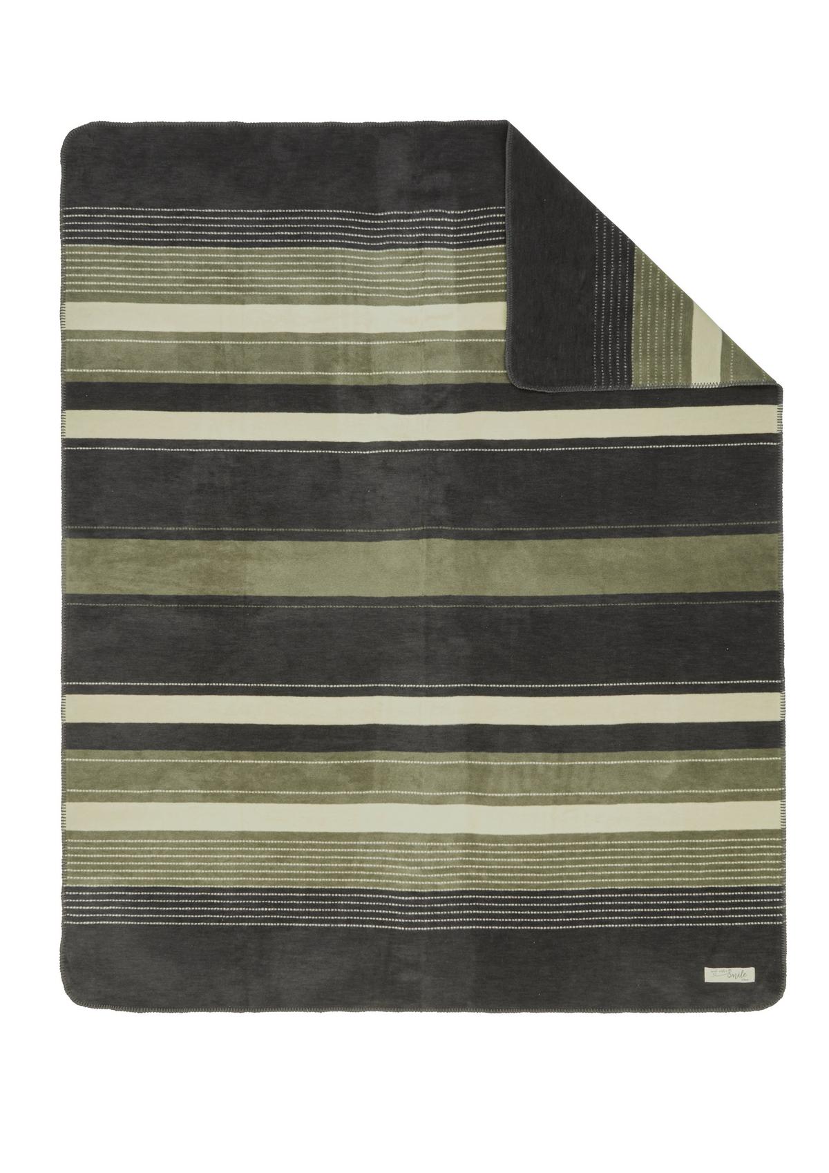 Sehr beliebt zum niedrigsten Preis Gestreifte Decke aus Baumwollmix - grün