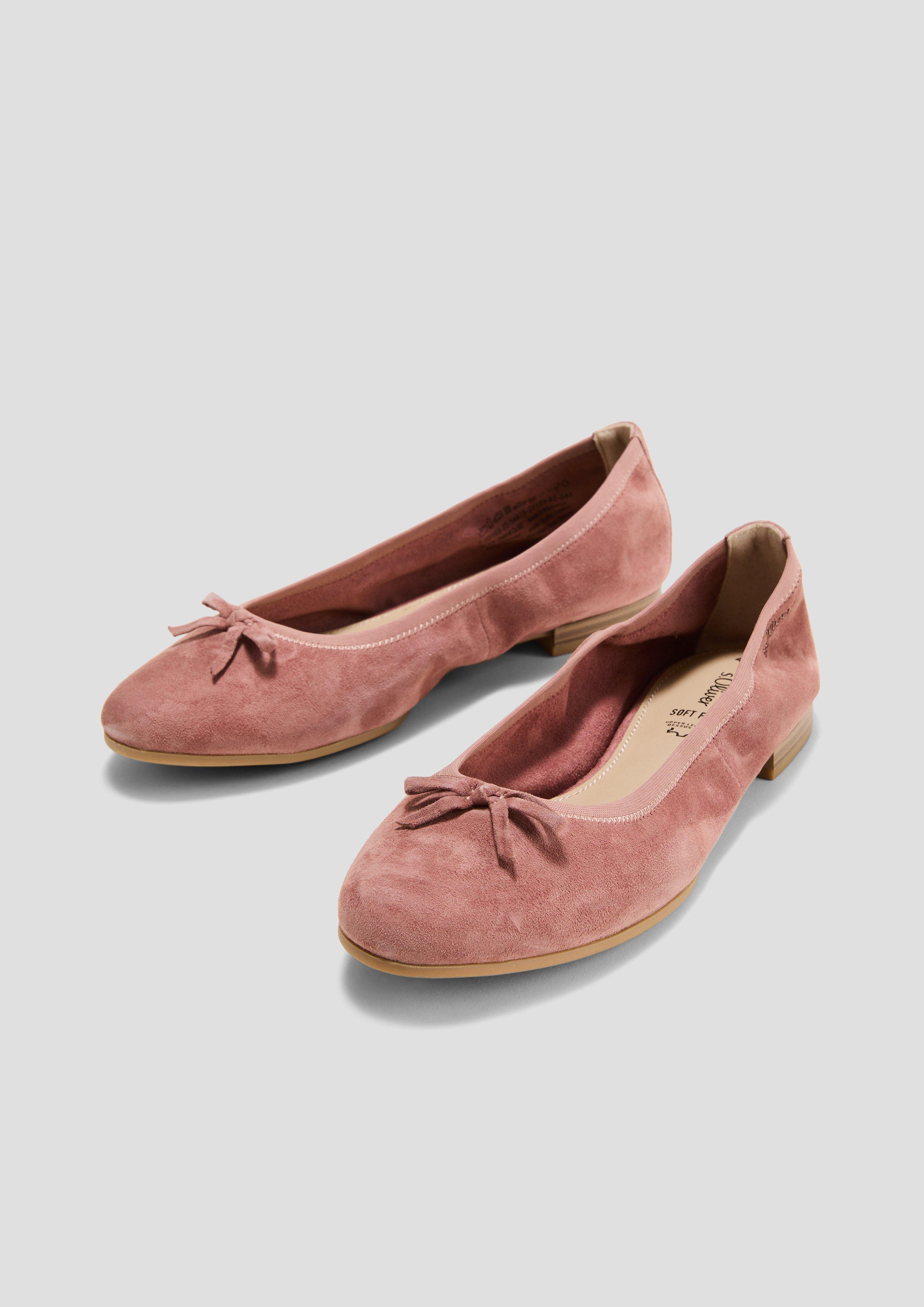 Klassische Leder-Ballerinas mit Schleifchen-Detail