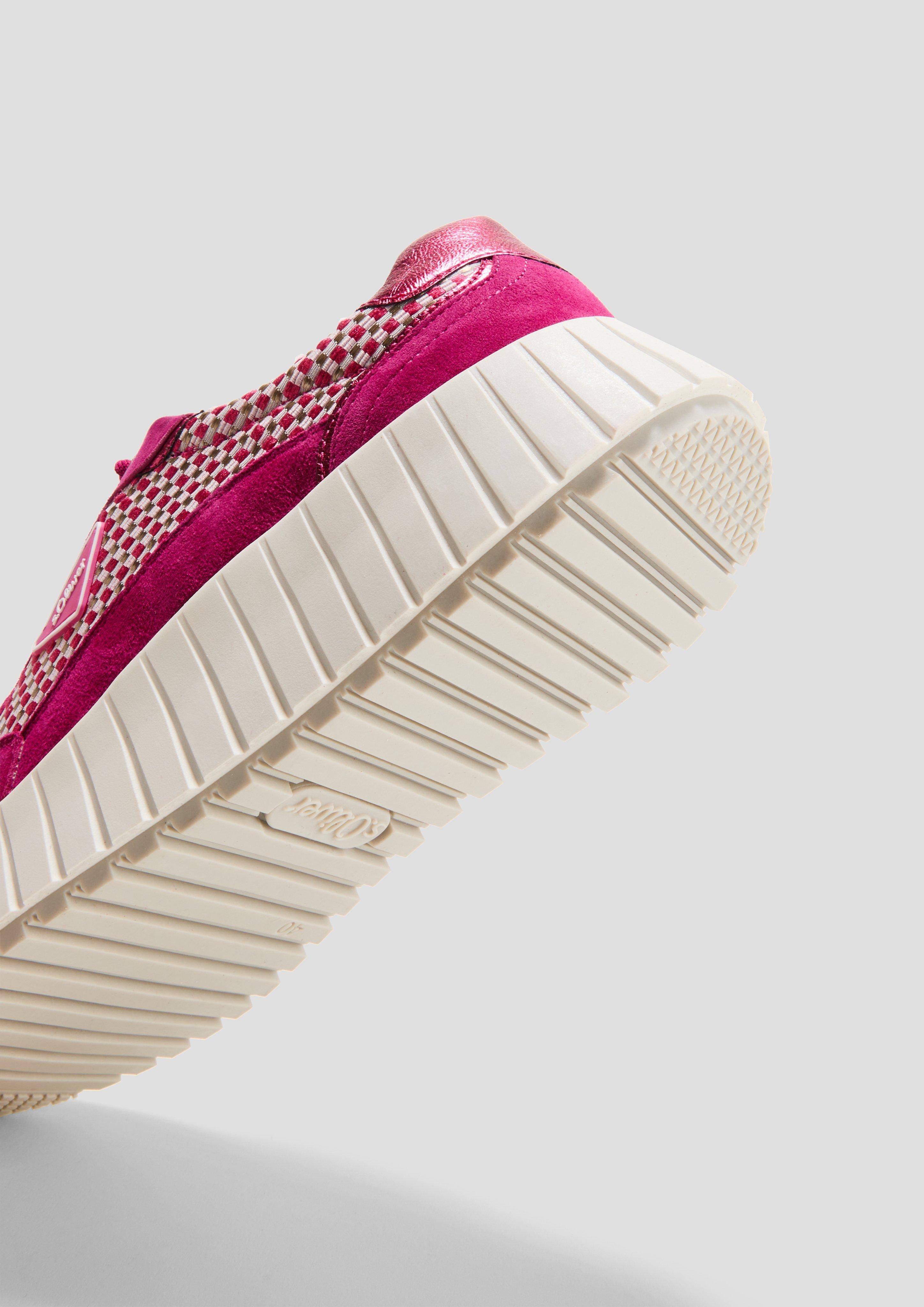 s.Oliver Karierter Sneaker mit Leder