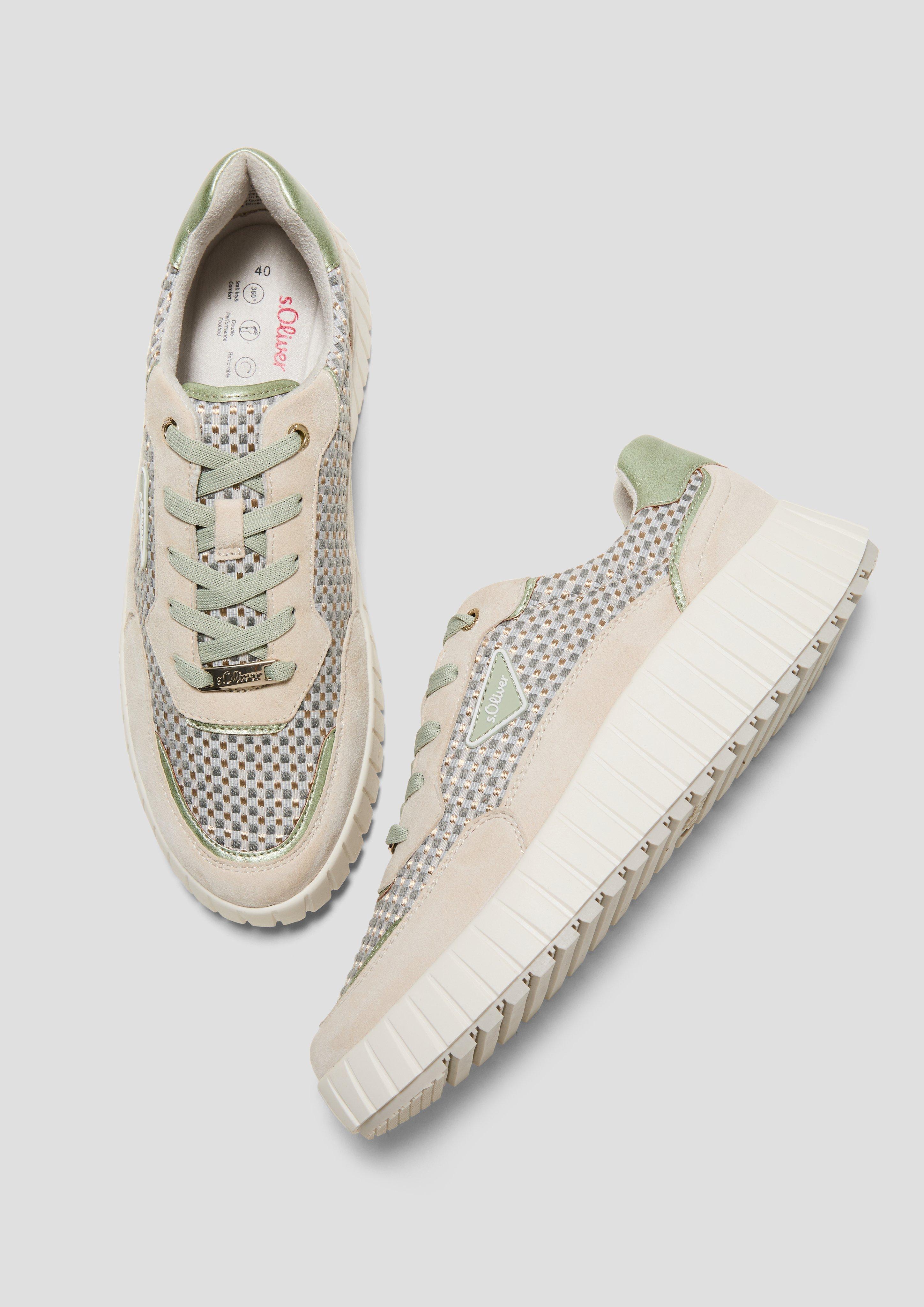 s.Oliver Karierter Sneaker mit Leder