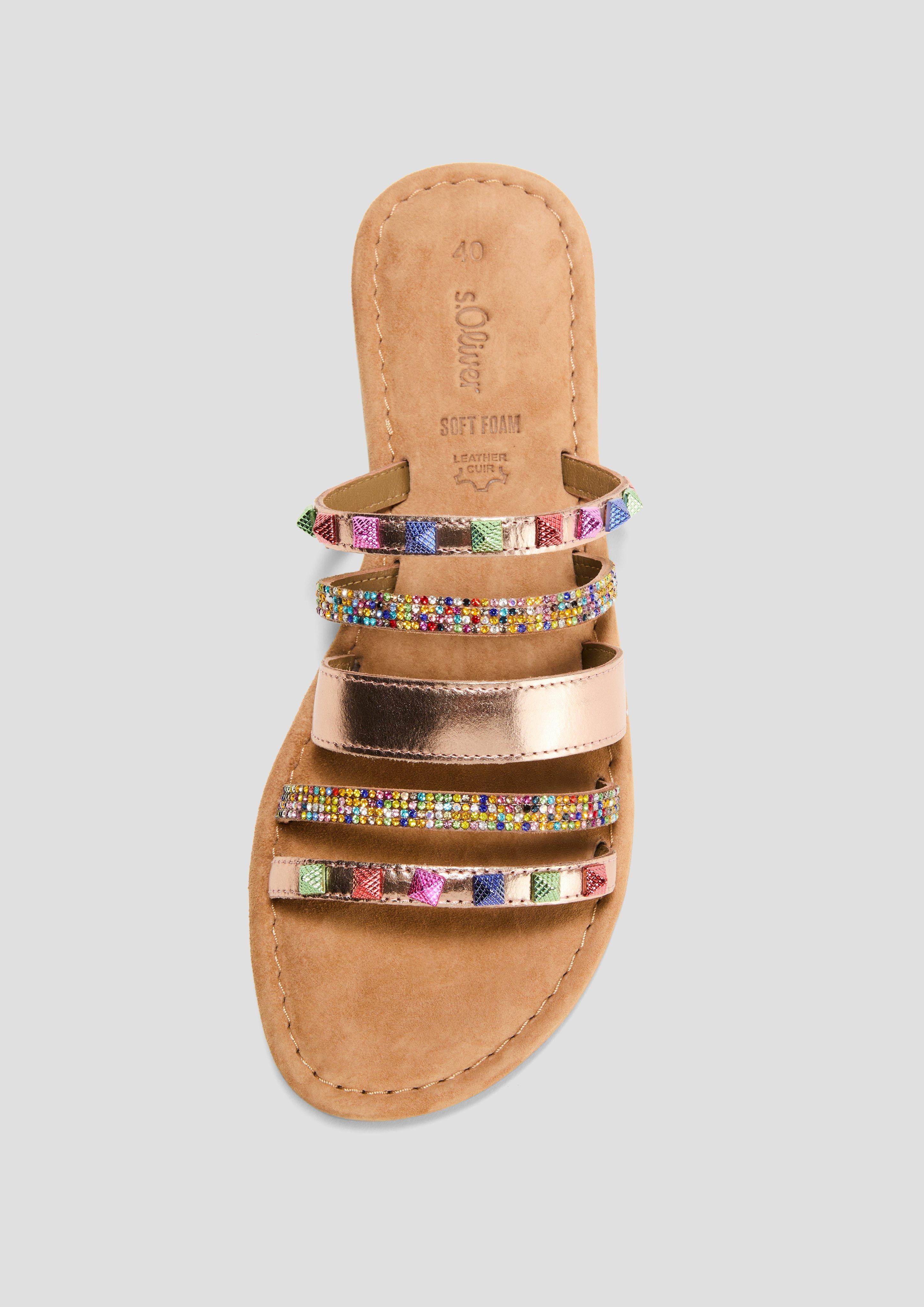 s.Oliver Leder-Pantoletten mit Riemen