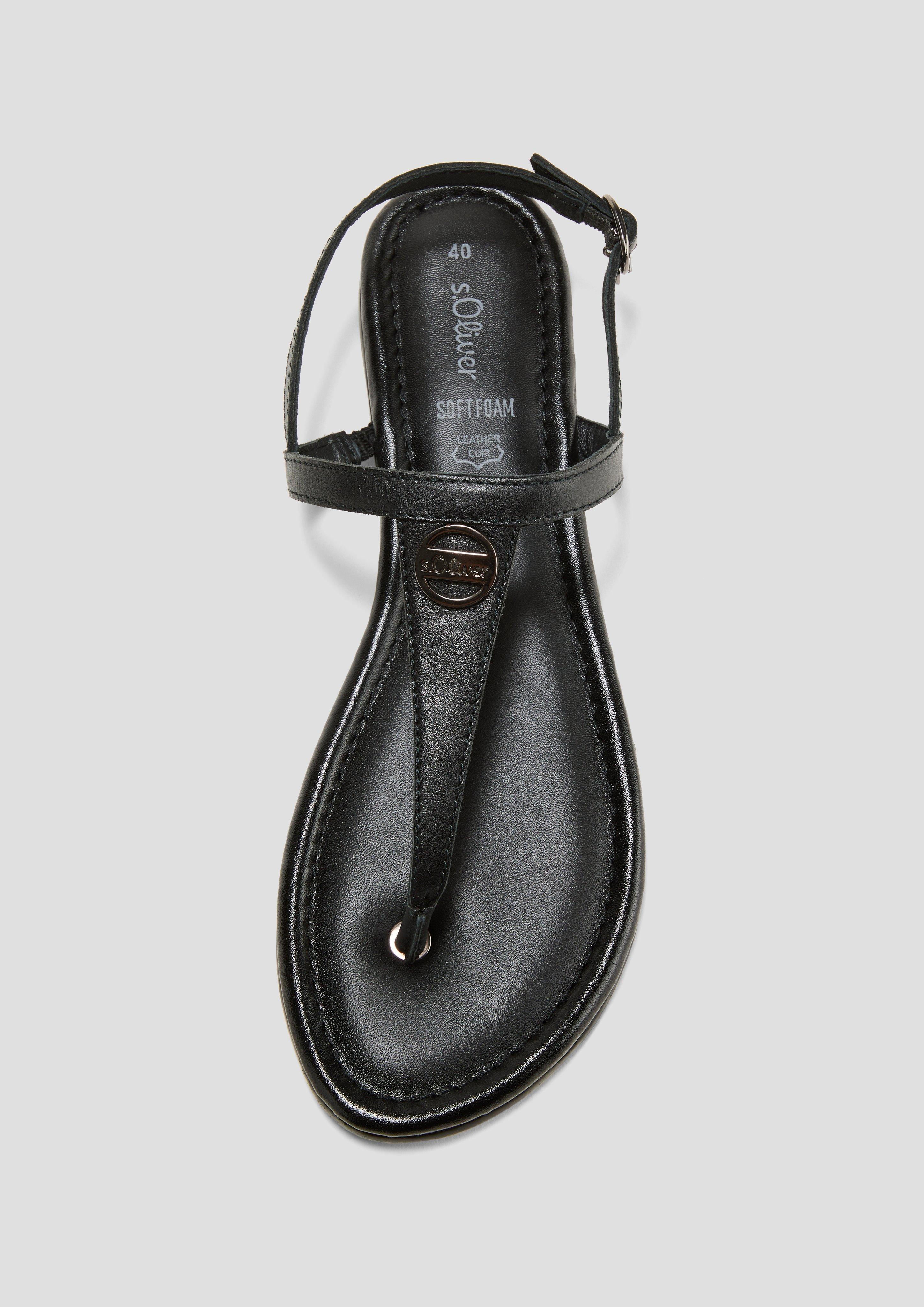 s.Oliver Leder-Sandalen mit Riemchen und Logo-Detail
