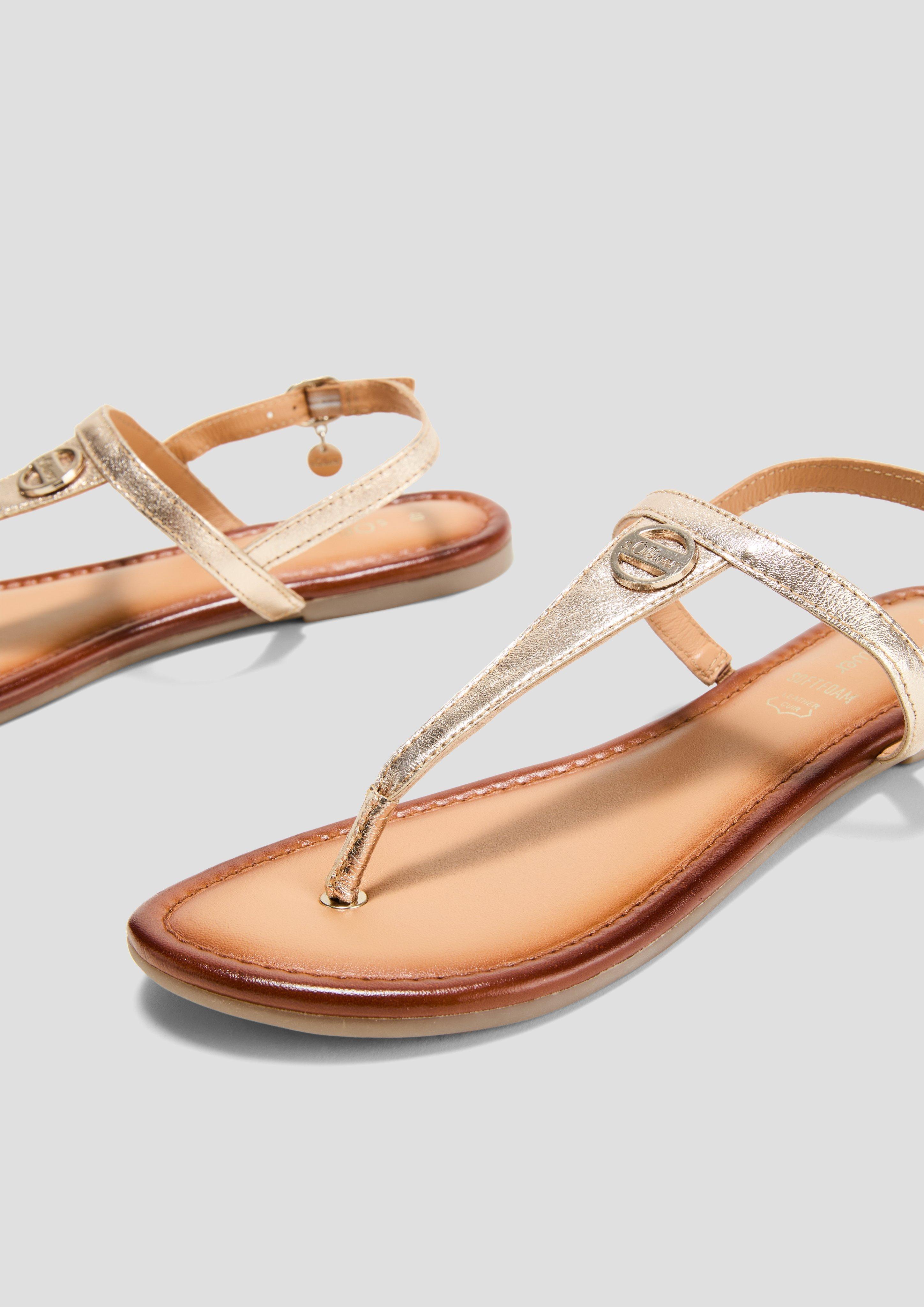 s.Oliver Leder-Sandalen mit Riemchen und Logo-Detail