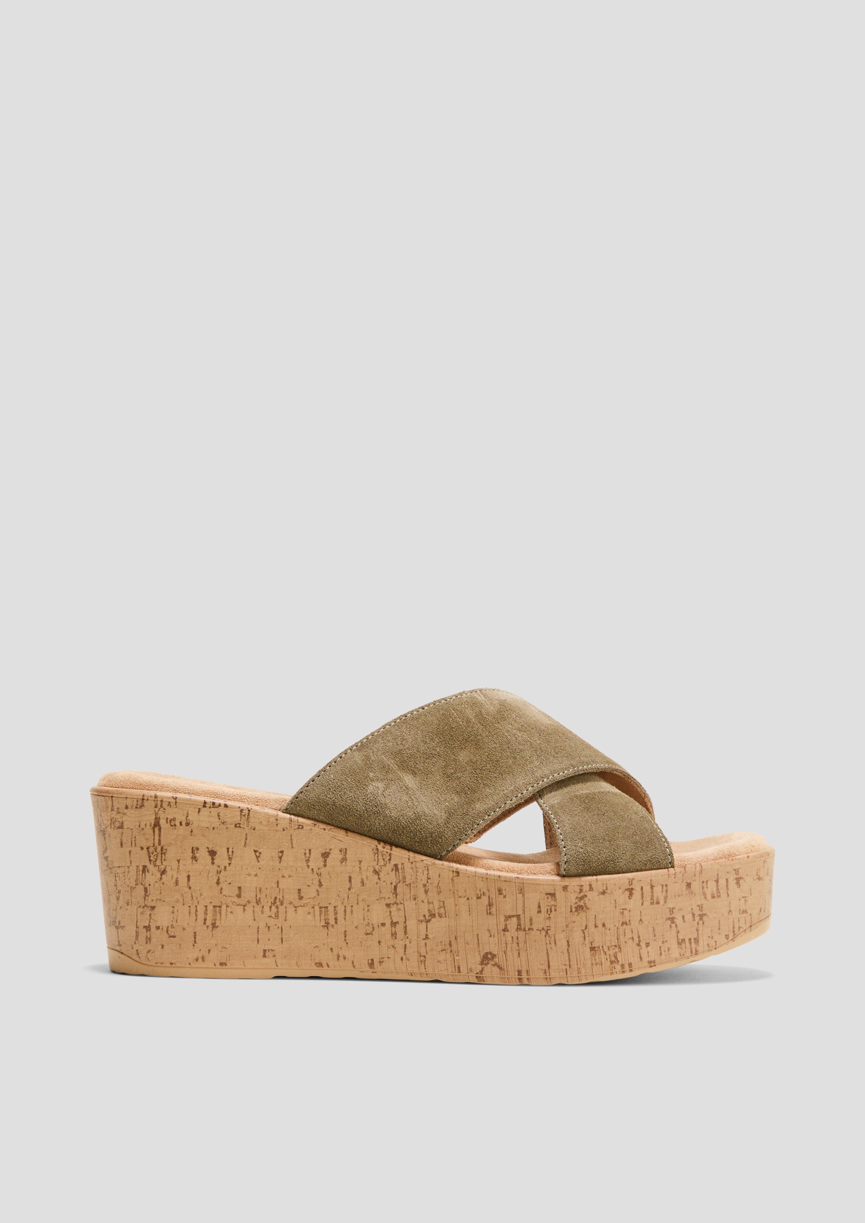 S.Oliver Sandalen aus Leder mit Keilabsatz