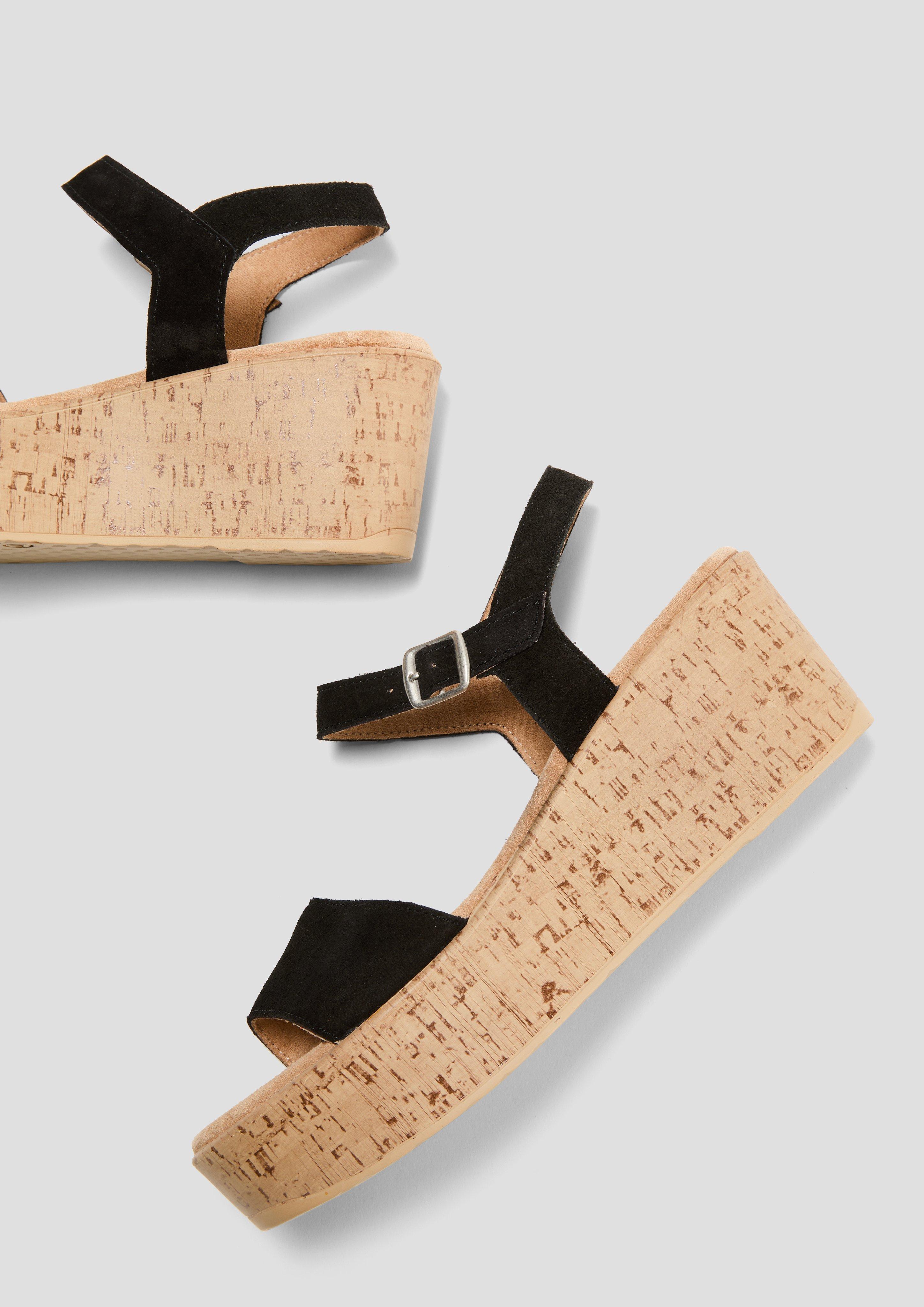 s.Oliver Leder-Sandalen mit Keilabsatz