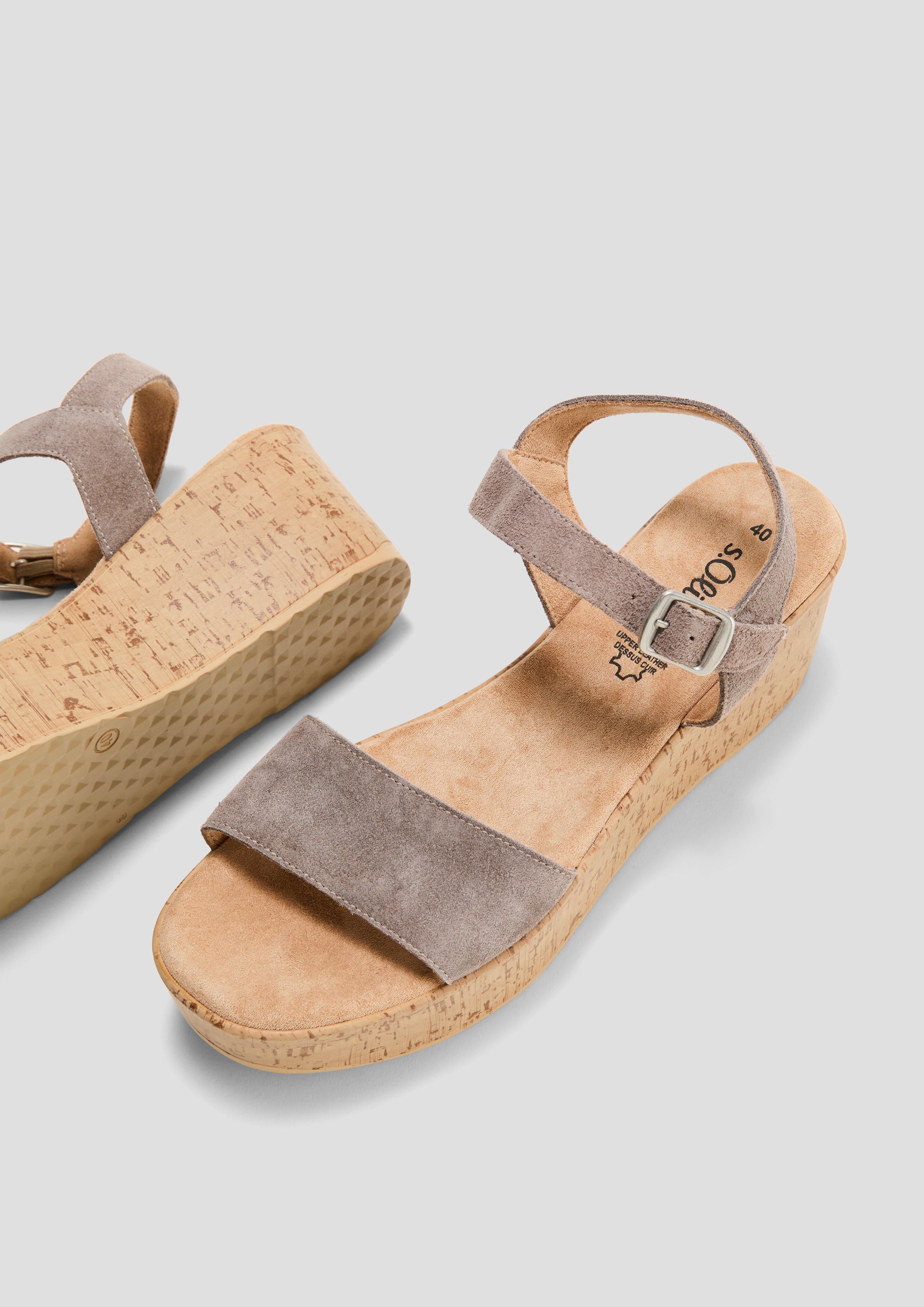 s.Oliver Leder-Sandalen mit Keilabsatz