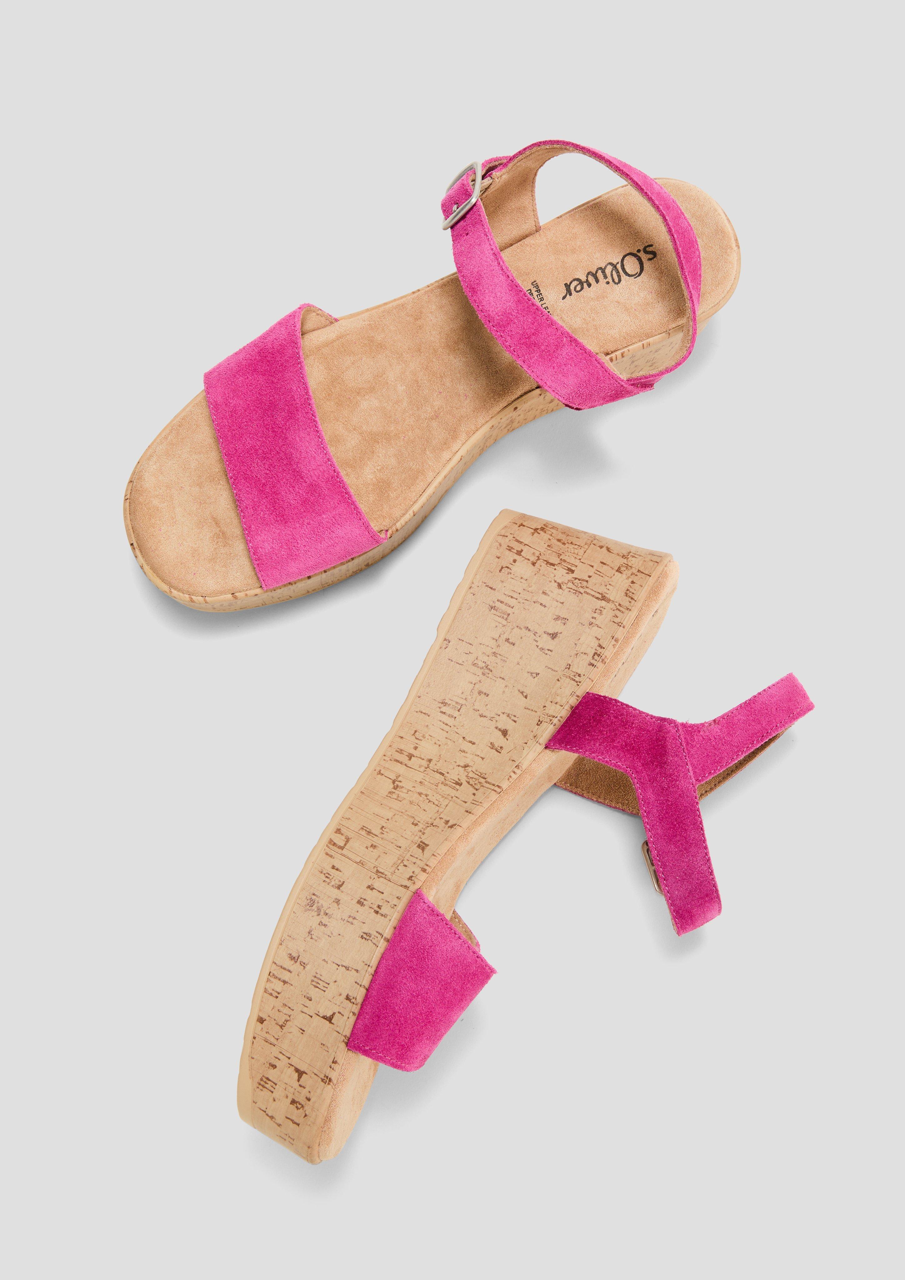 s.Oliver Leder-Sandalen mit Keilabsatz