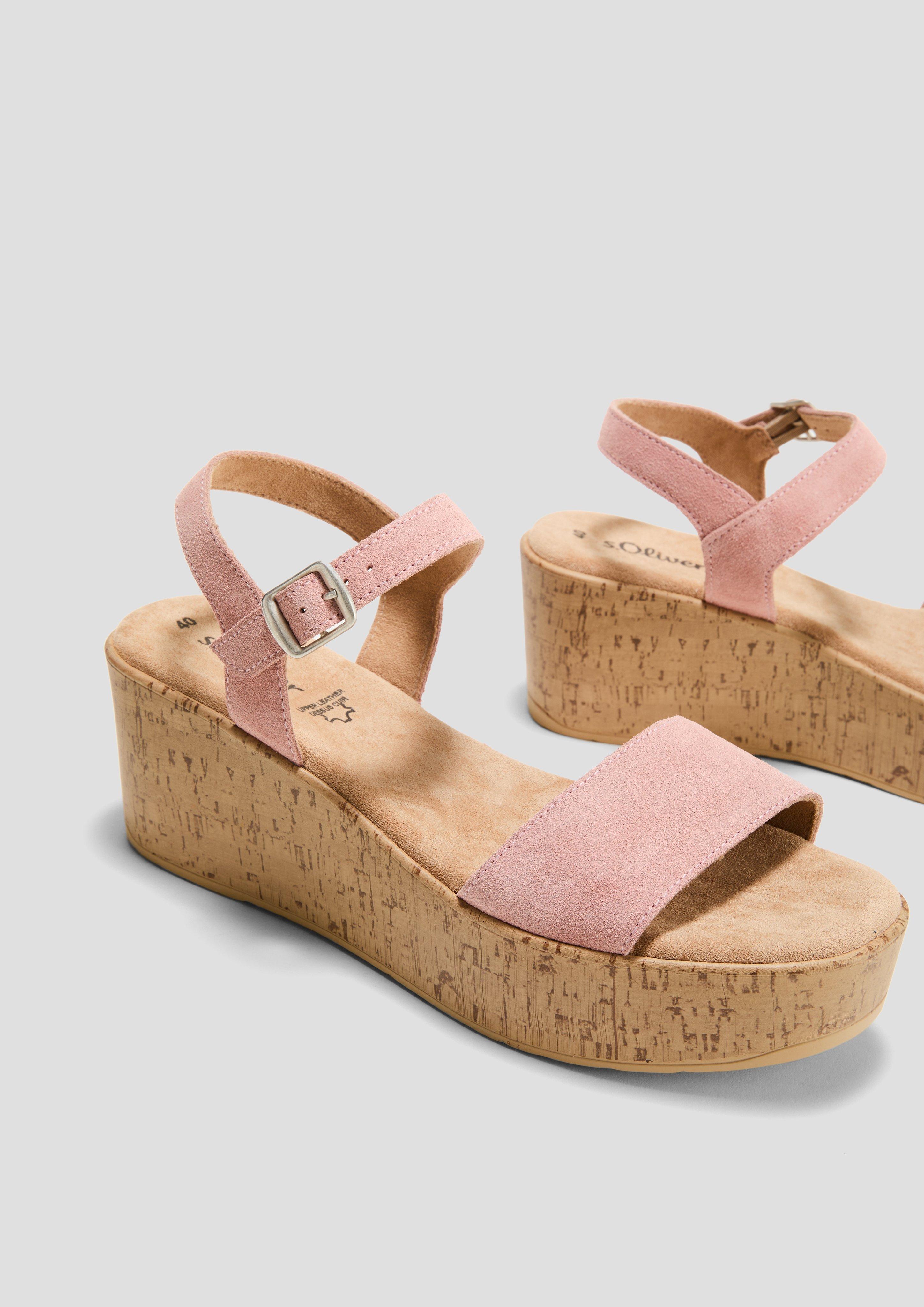 s.Oliver Leder-Sandalen mit Keilabsatz
