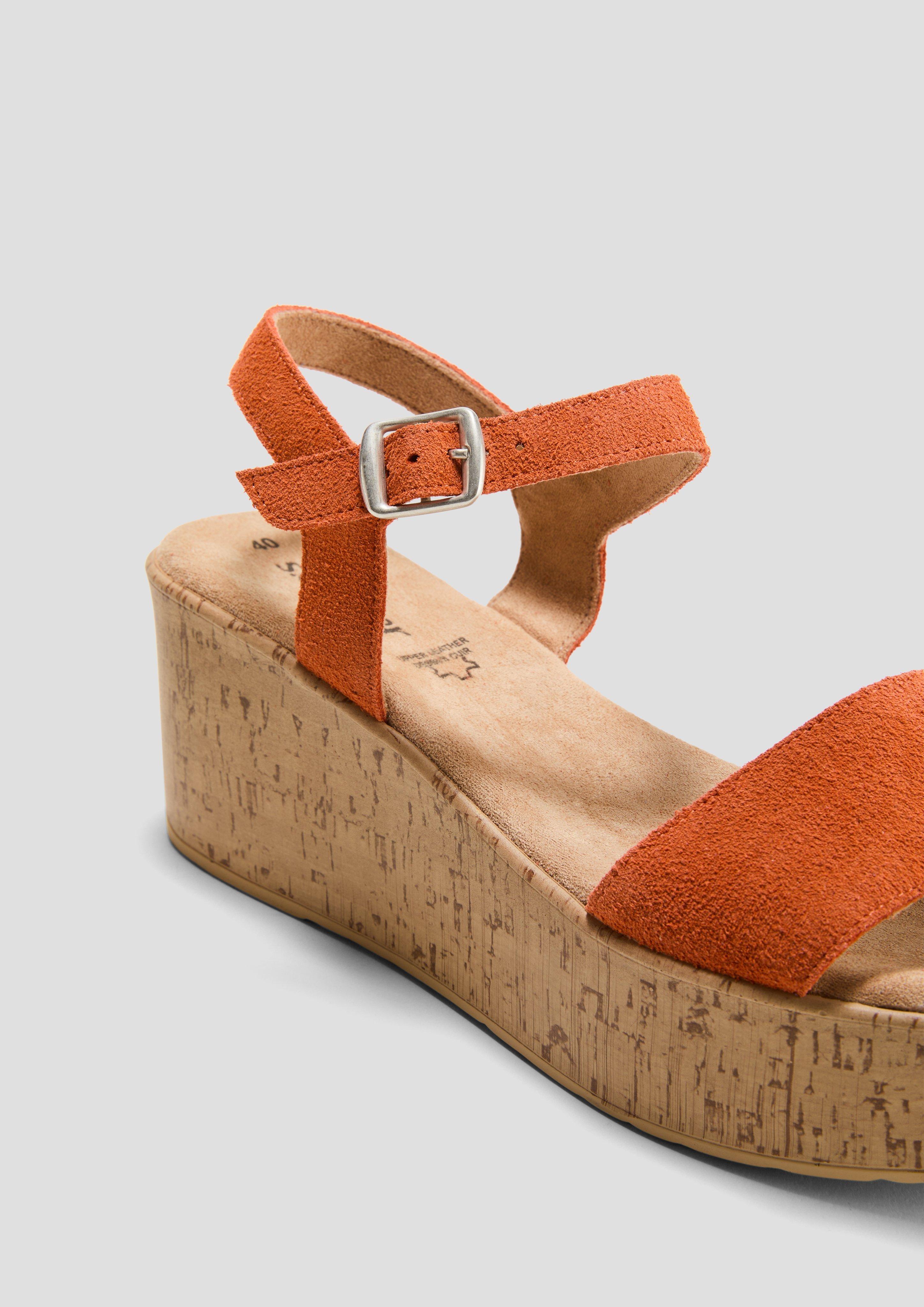 s.Oliver Leder-Sandalen mit Keilabsatz