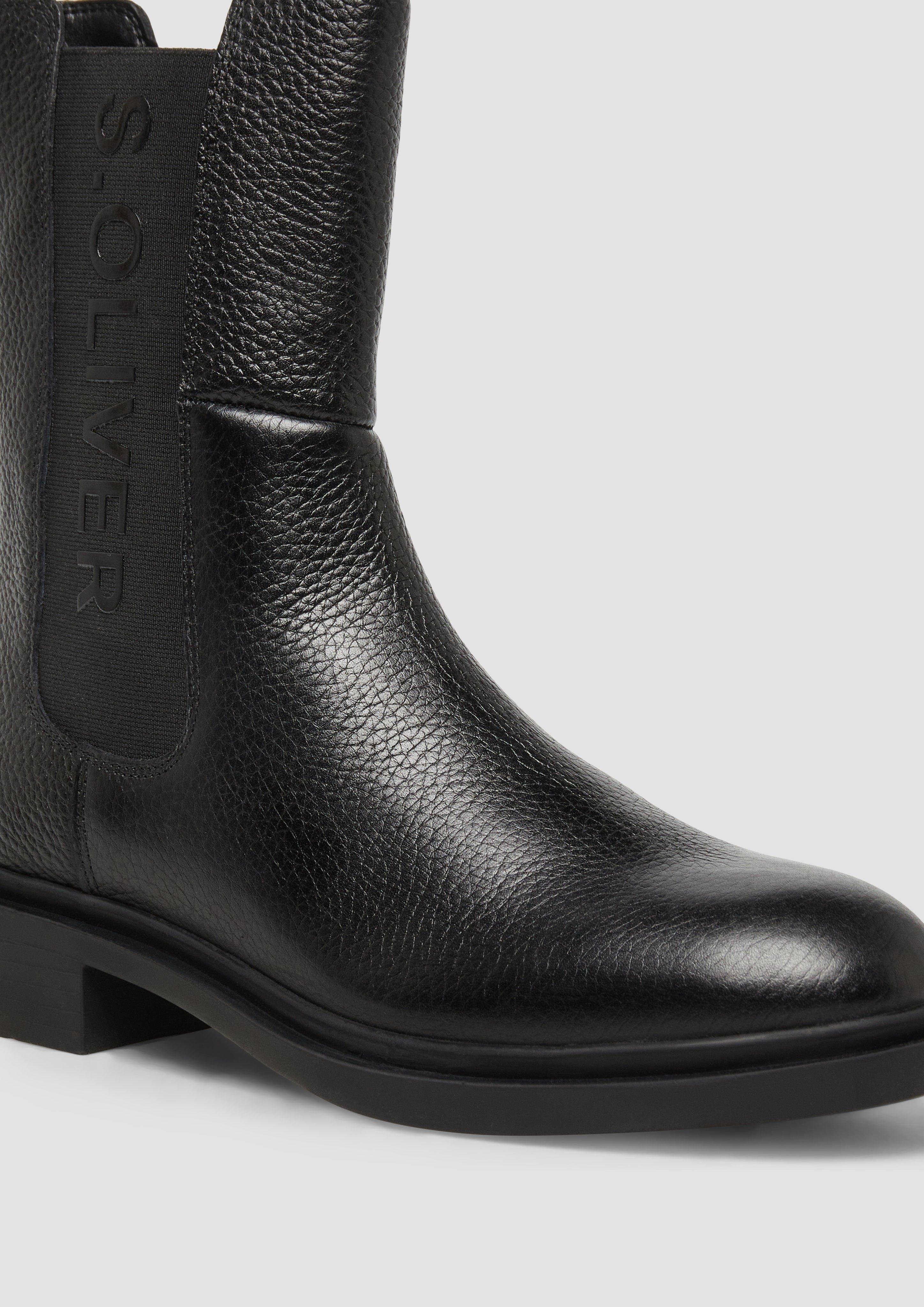 s.Oliver Stiefel aus Rindsleder mit Logo-Detail