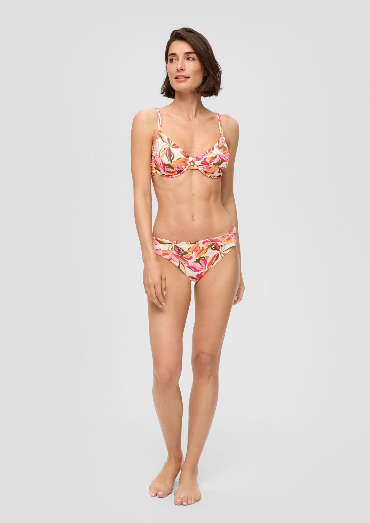 s.Oliver Slip bikini hlačke s preklopnim pasom in cvetličnim vzorcem