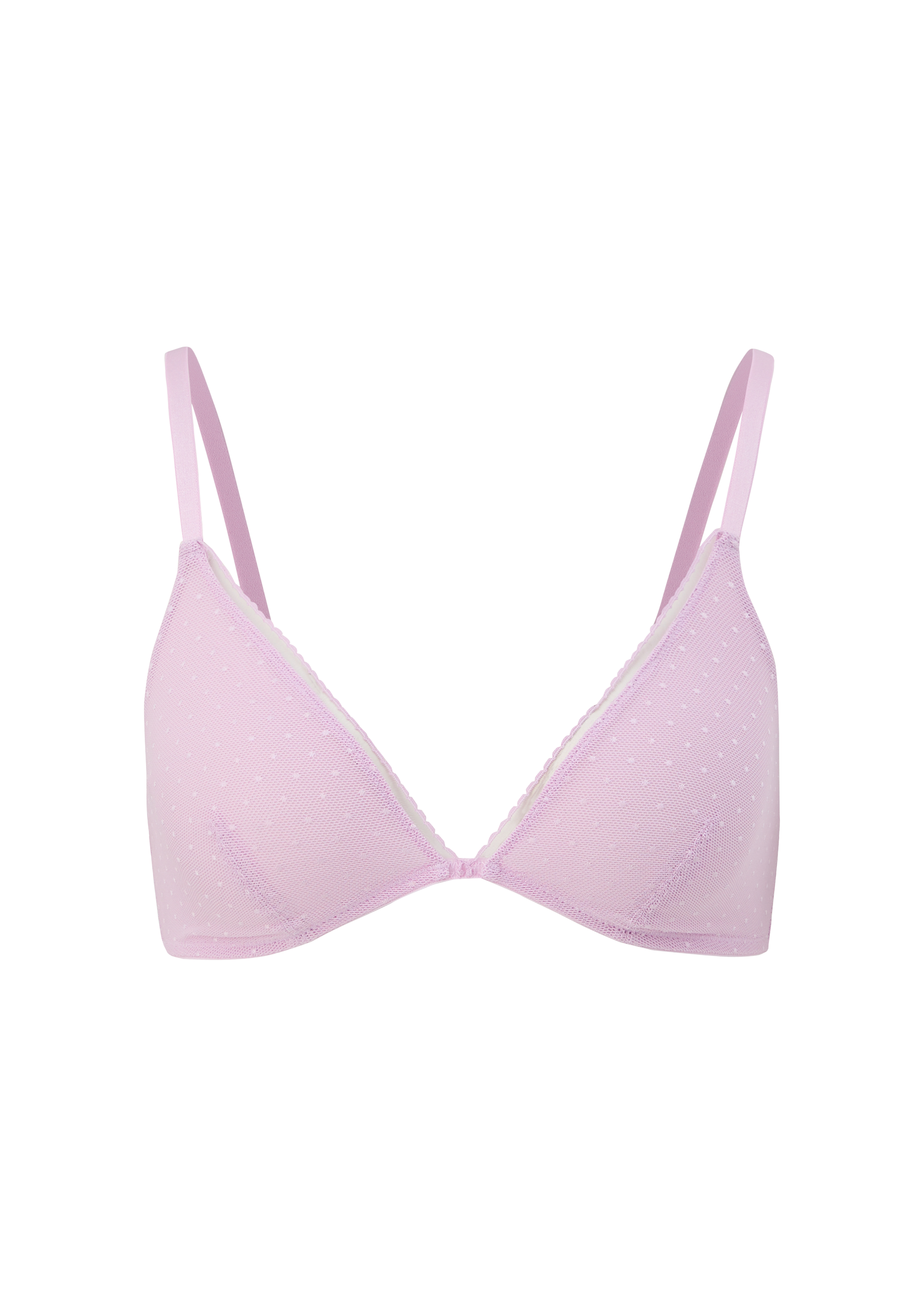 Triangel-bralette van gestippelde tule