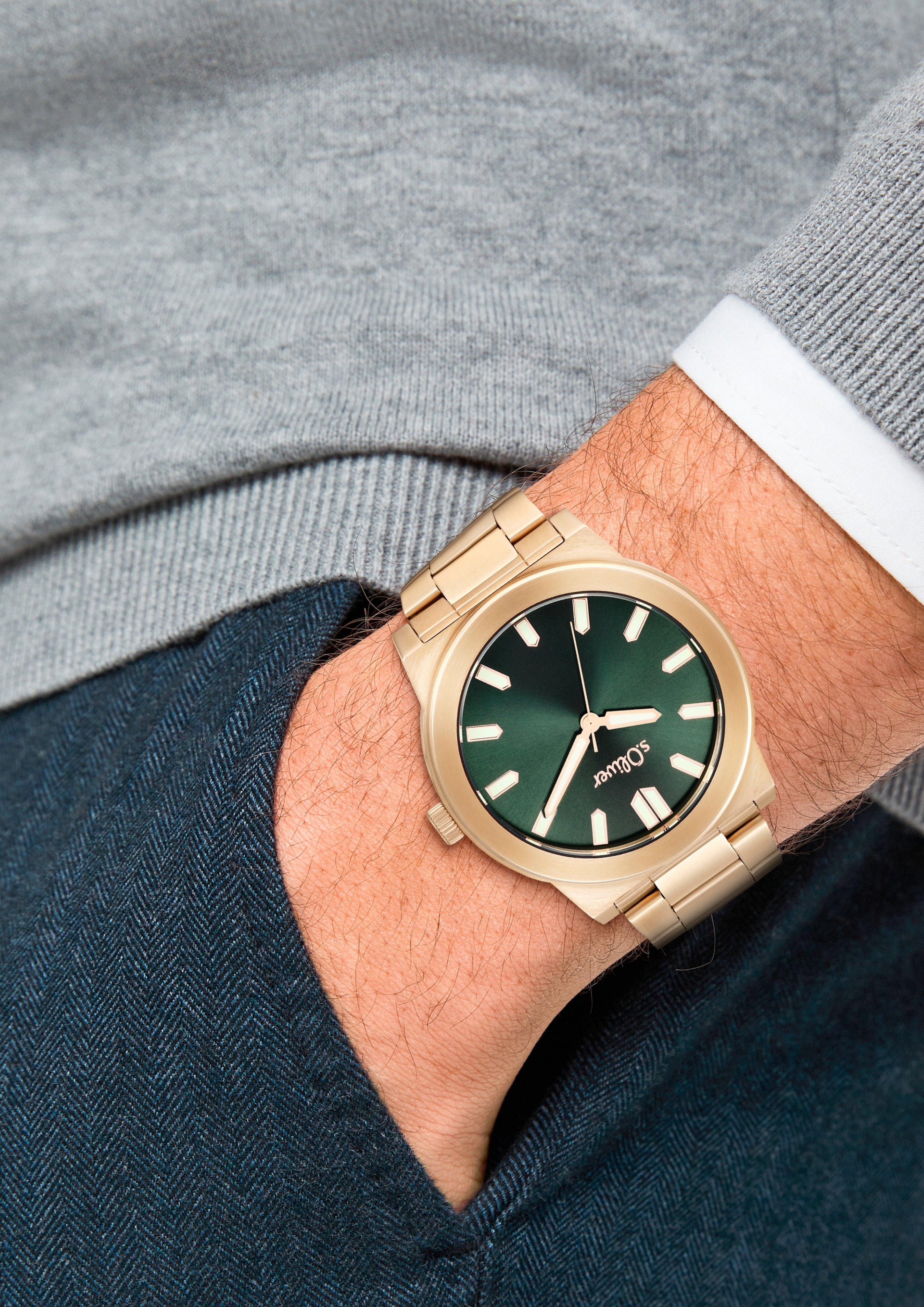 s.Oliver Goldene Armbanduhr mit Metallband