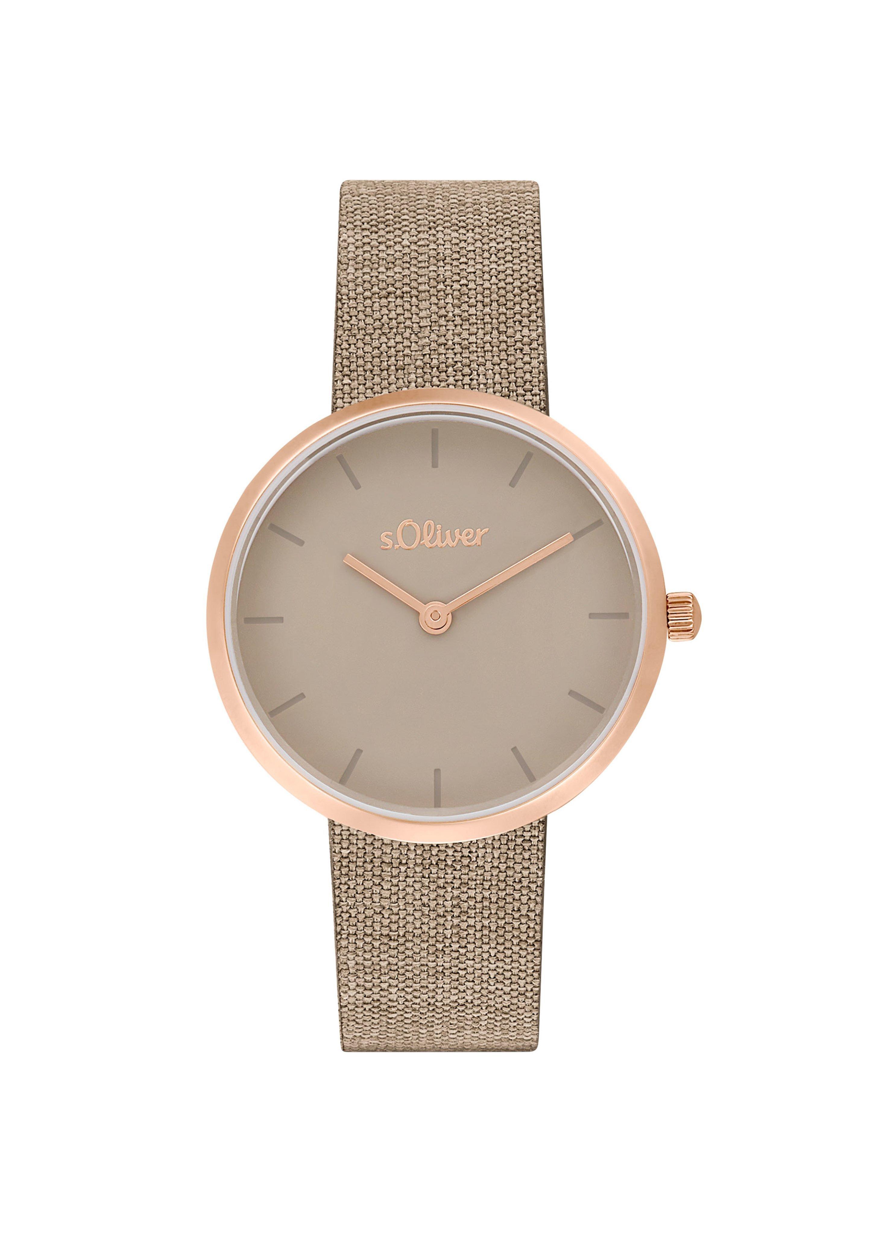 S.Oliver Beige Armbanduhr mit Textilband