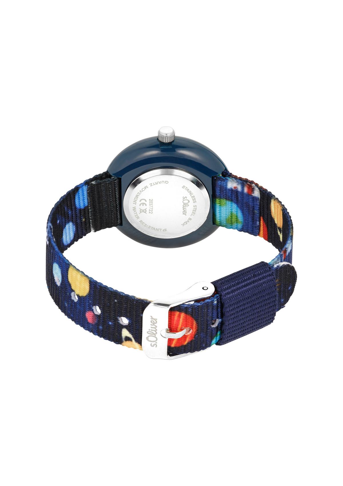 s.Oliver Textilband-Armbanduhr mit Weltall-Motiv