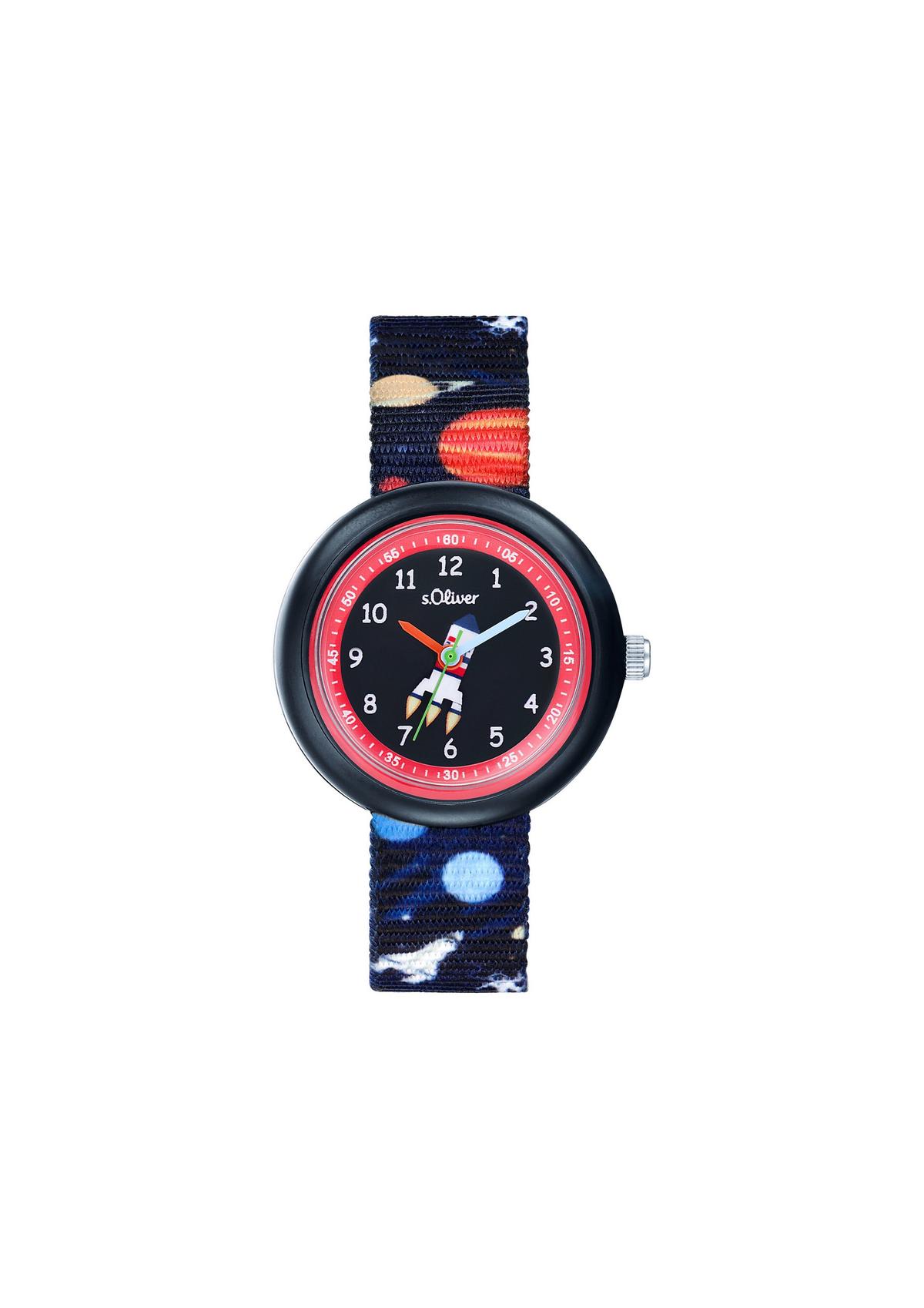 s.Oliver Textilband-Armbanduhr mit Weltall-Motiv
