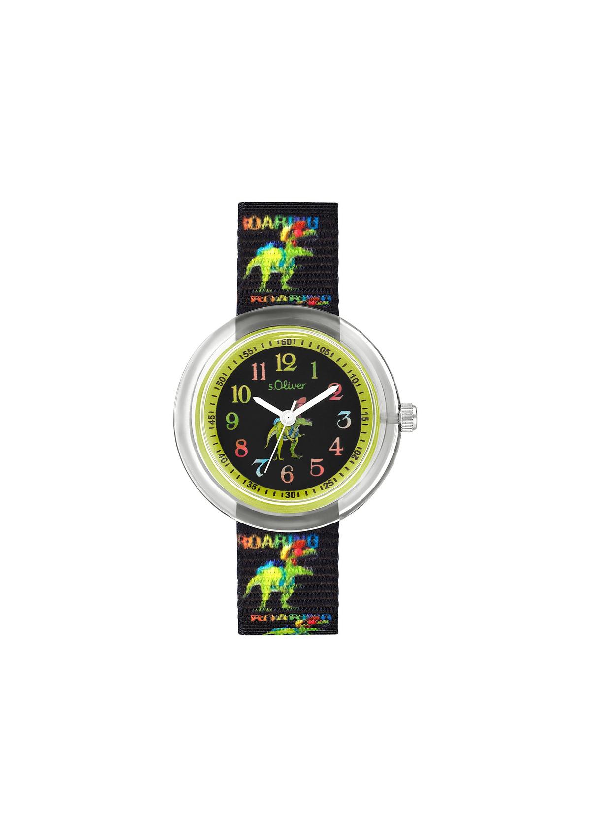 s.Oliver Textilband-Armbanduhr mit Dino-Motiv