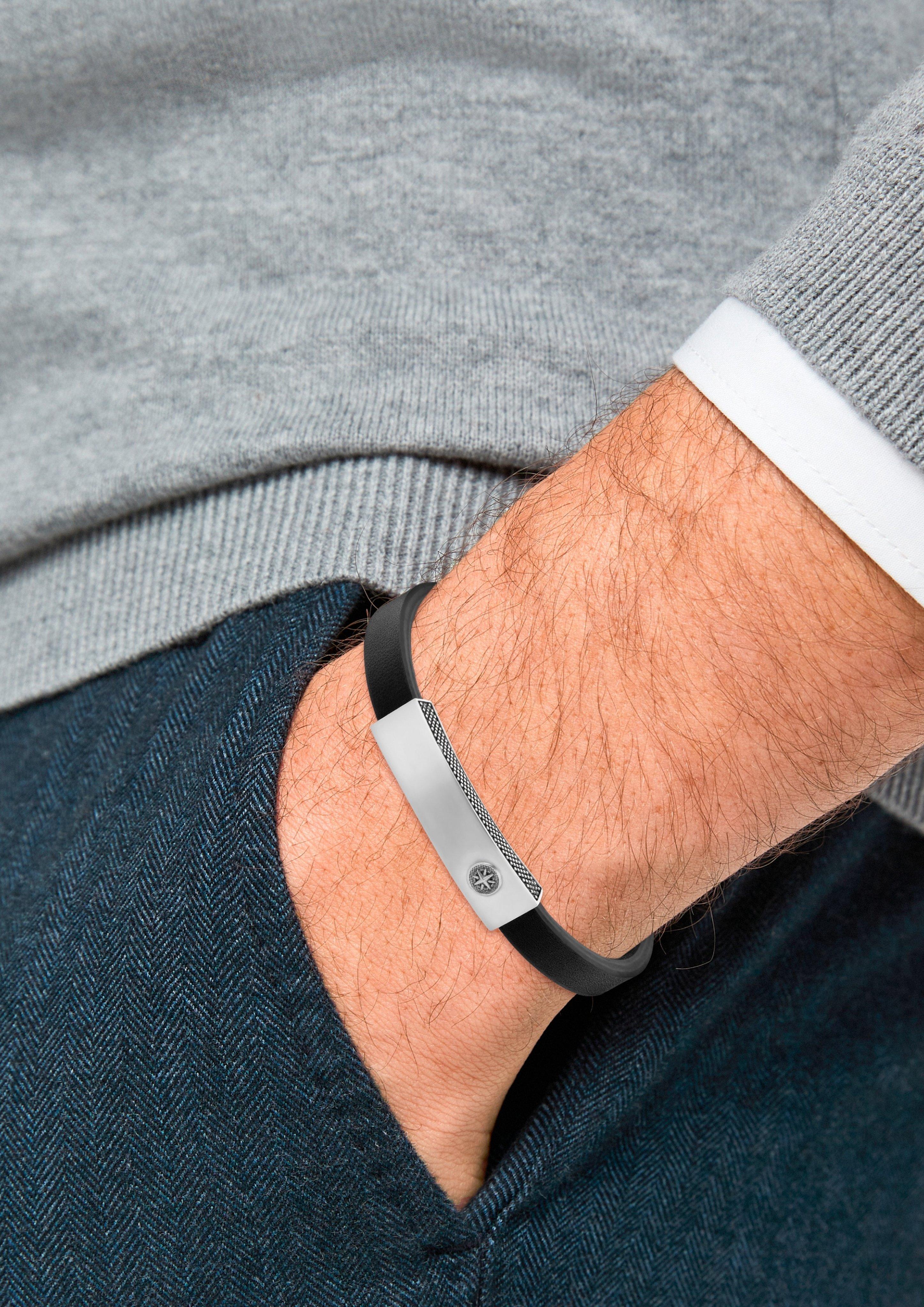 s.Oliver Lederarmband mit gravierbarer Platte