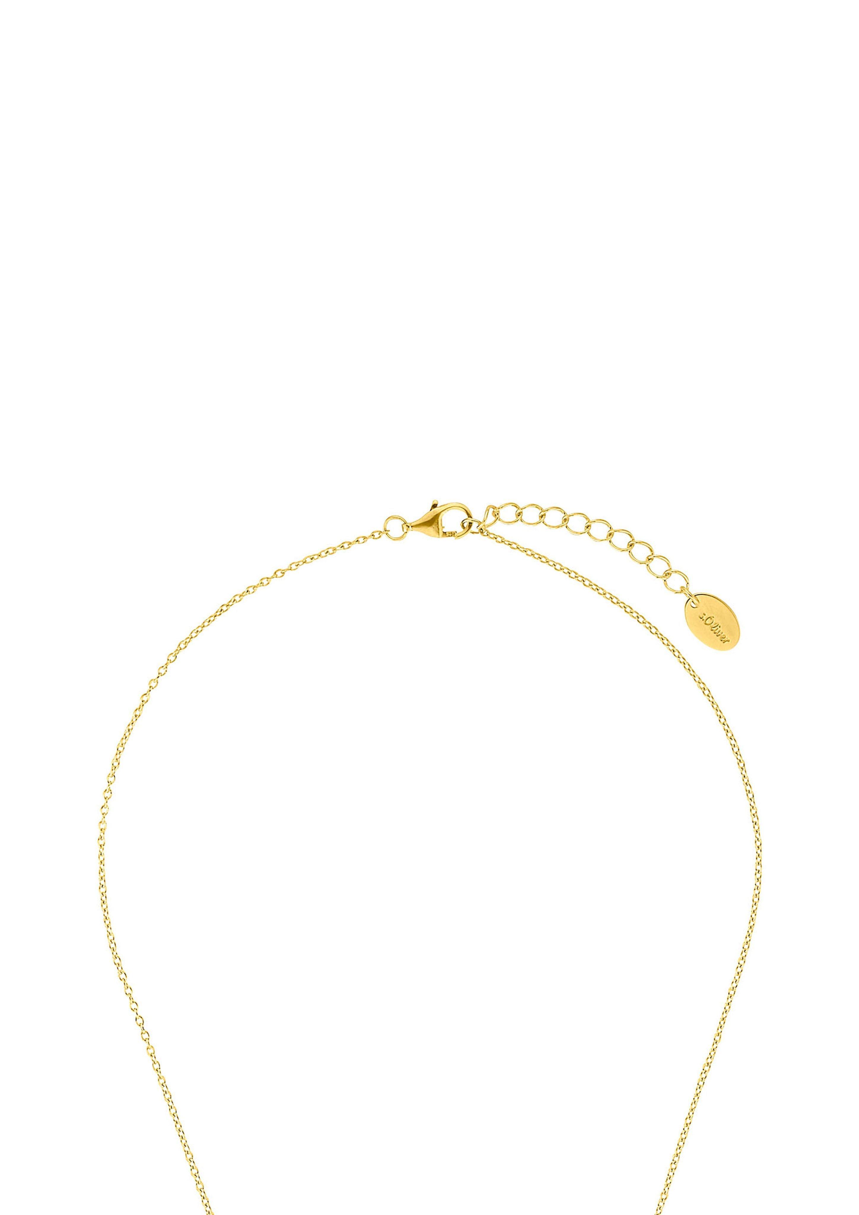 s.Oliver Vergoldete Halskette mit Zirkonia-Anhänger